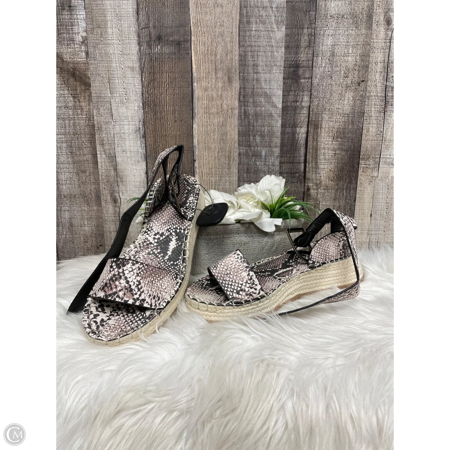 Sandals Heels Wedge By Qupid In Snakeskin Print, Size: 8.5