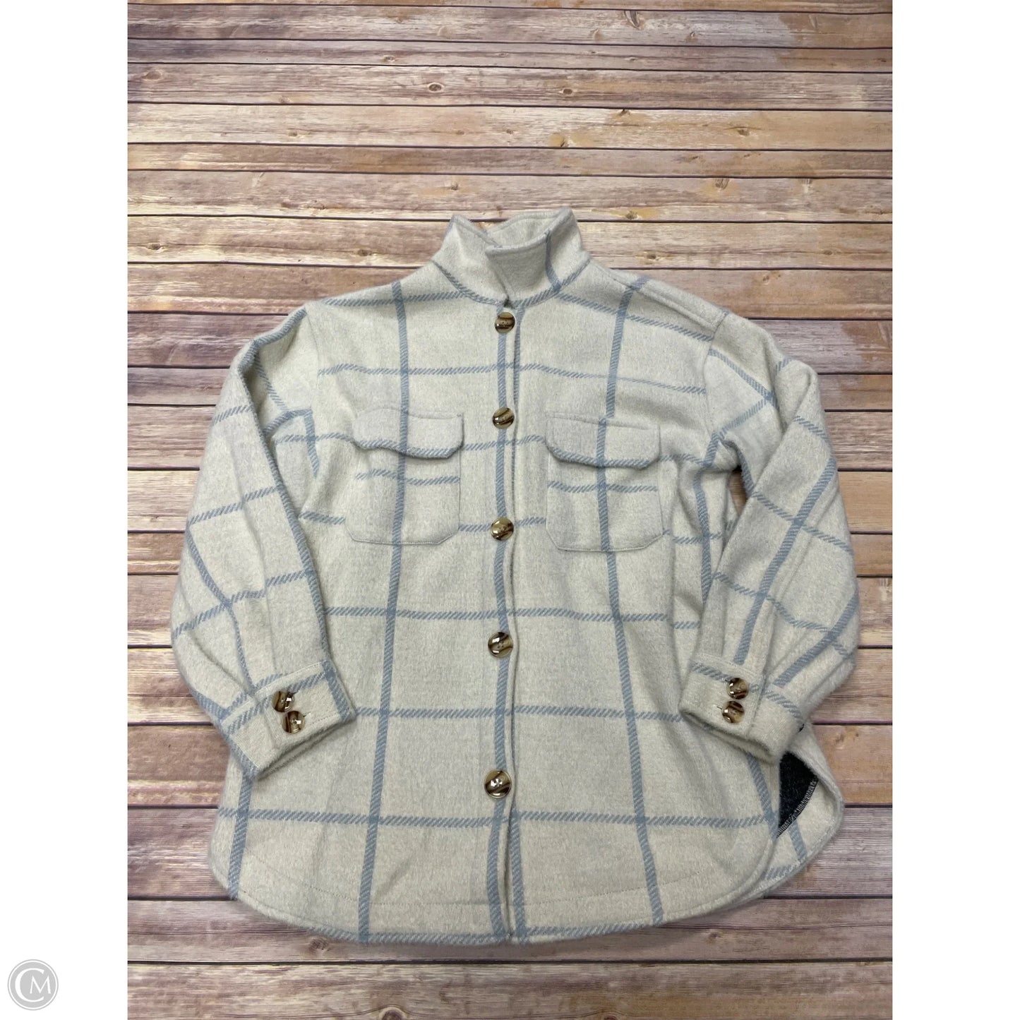 Jacket Shirt By Z Supply In Blue & Cream, Size: S