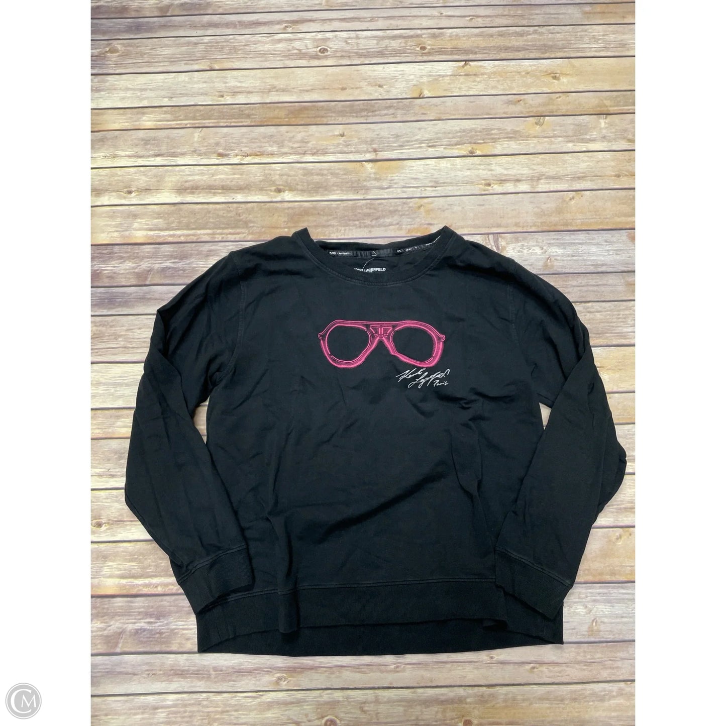 Top Long Sleeve Designer By Karl Lagerfeld In Black, Size: Xl