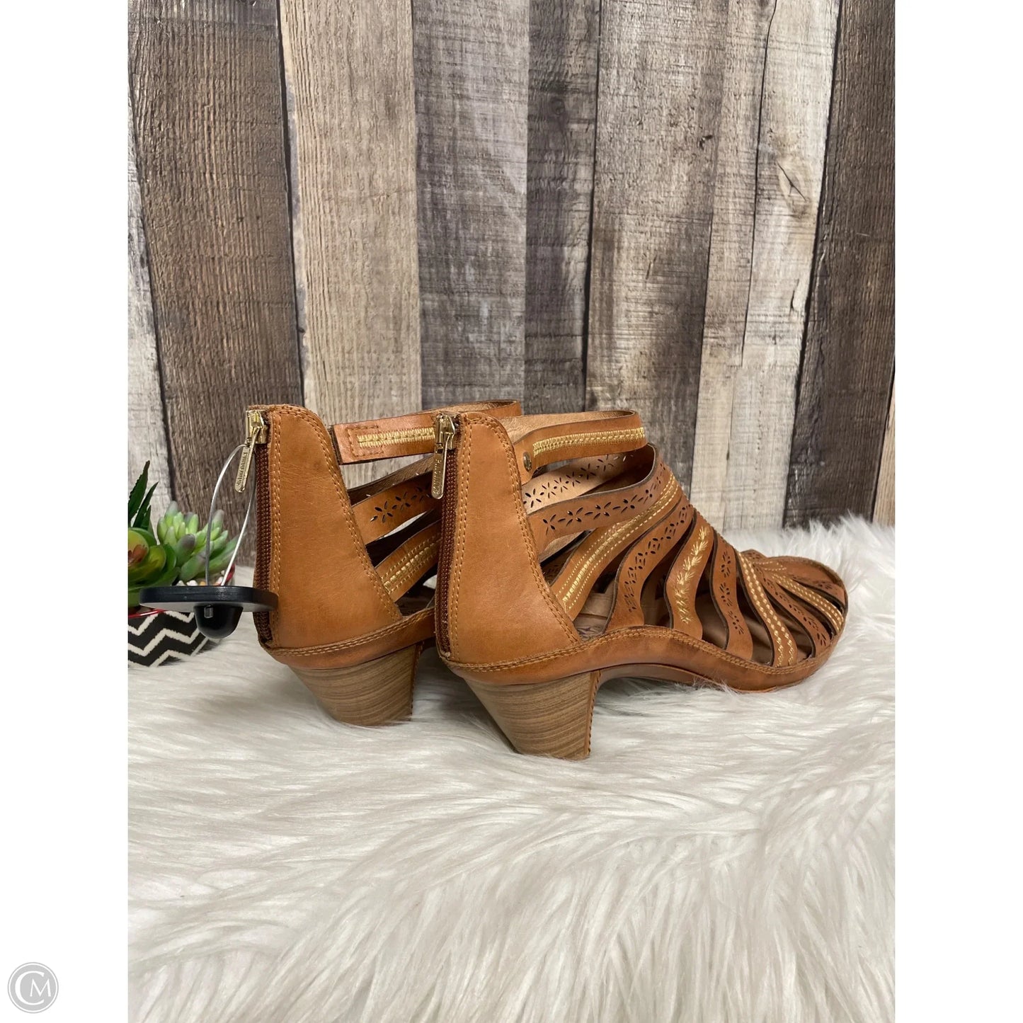 Sandals Heels Block By Pikolinos In Brown, Size: 12