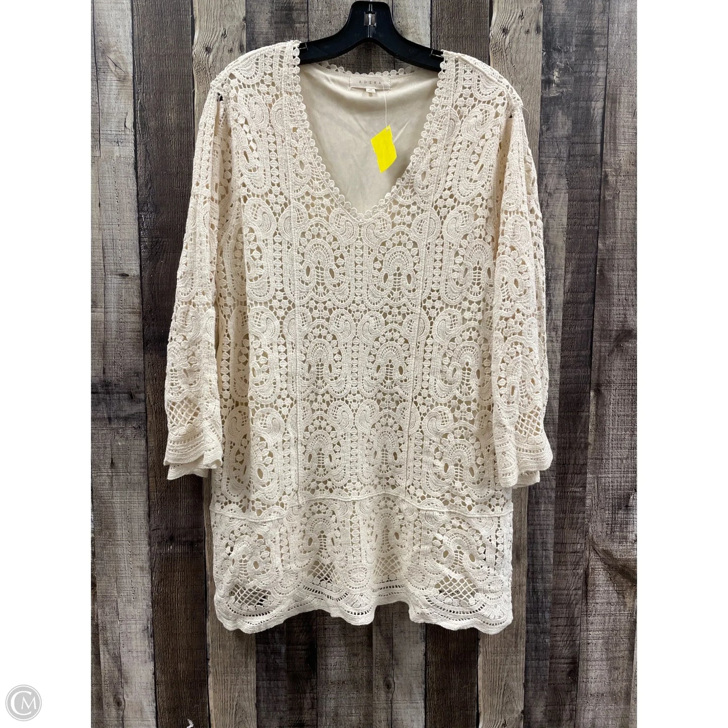 Top 3/4 Sleeve By Adiva In Ivory, Size: 1x