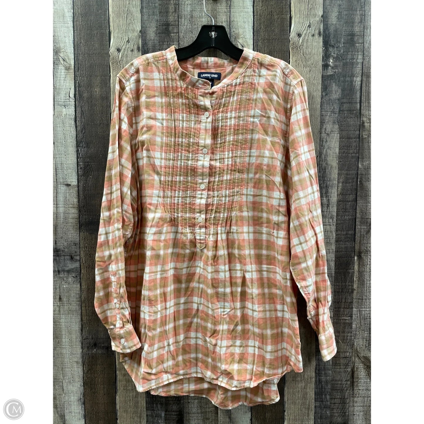 Top Long Sleeve By Lands End In Plaid Pattern, Size: 18