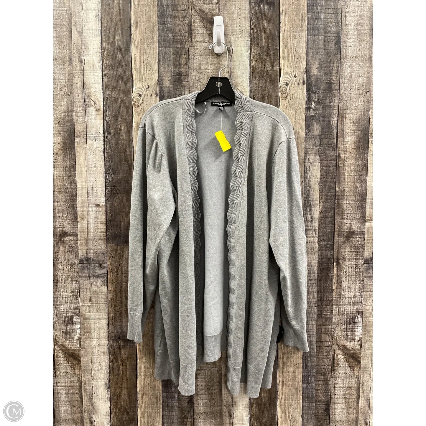 Sweater Cardigan By Cable And Gauge In Grey, Size: 2x