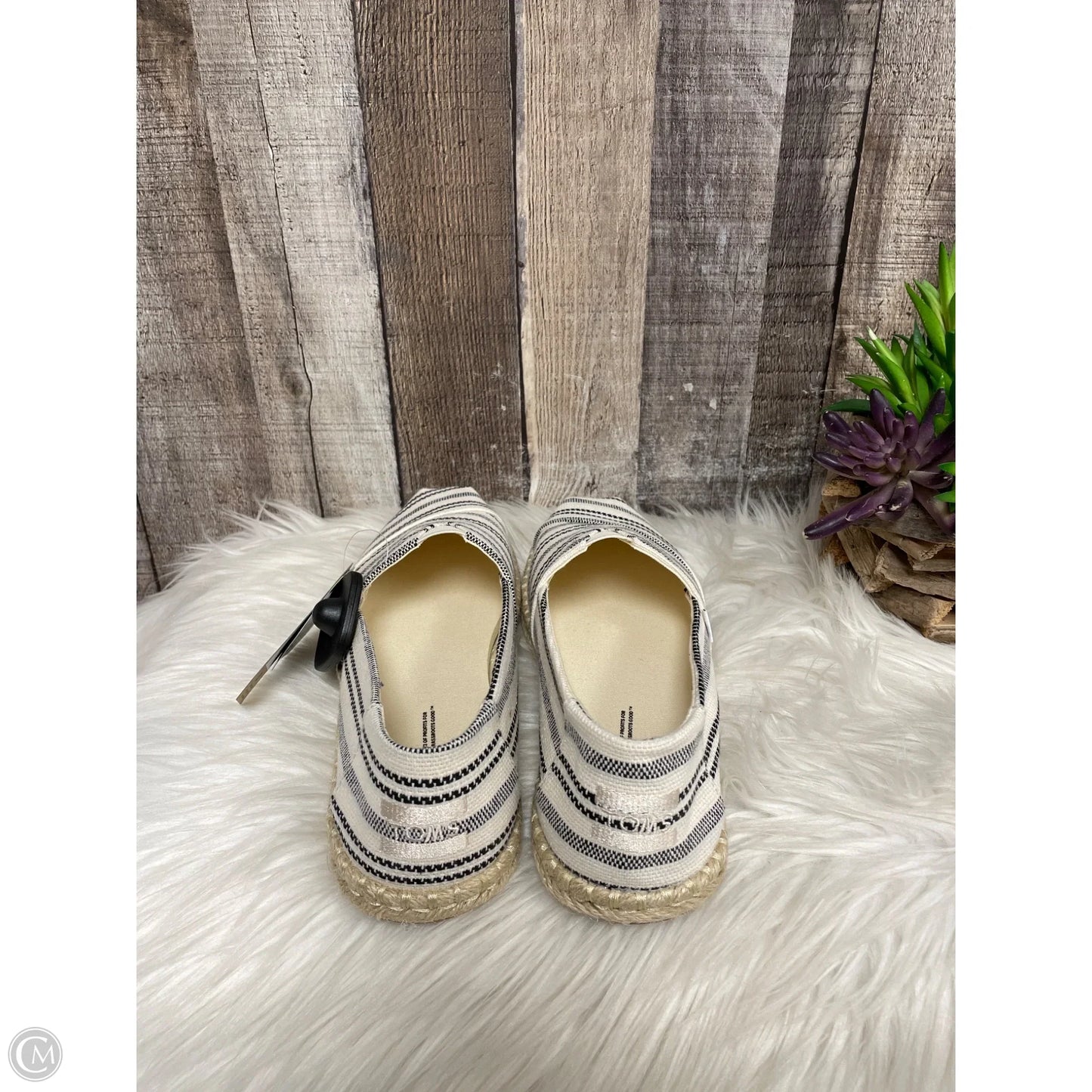 Shoes Flats By Toms In Black & White, Size: 9.5