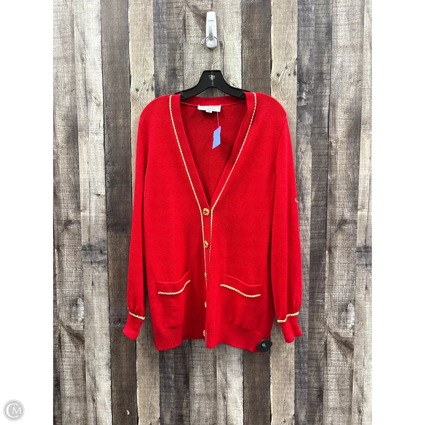 Jacket Luxury Designer By St John Collection In Gold & Red, Size: M