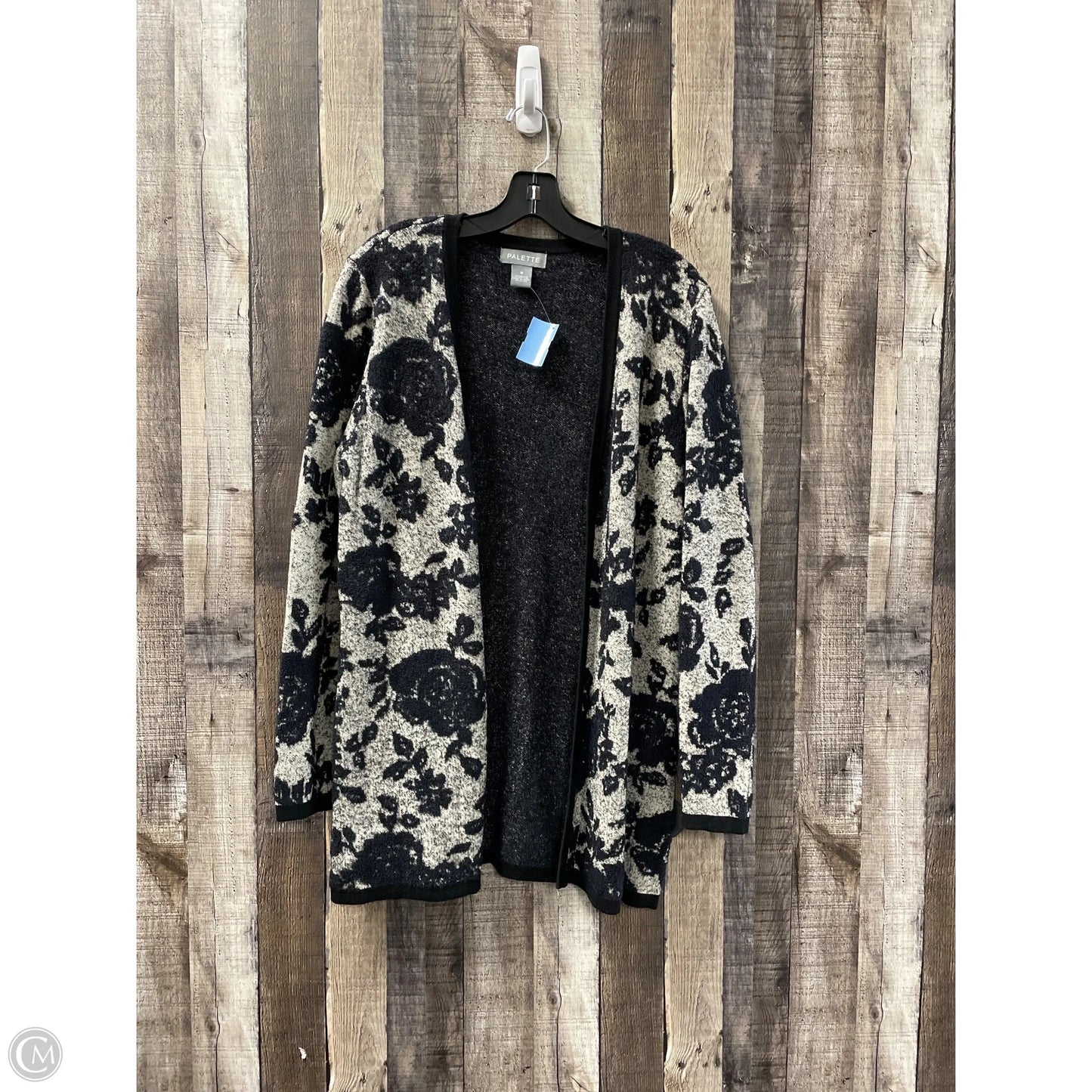 Sweater Cardigan By Cme In Black & Tan, Size: M