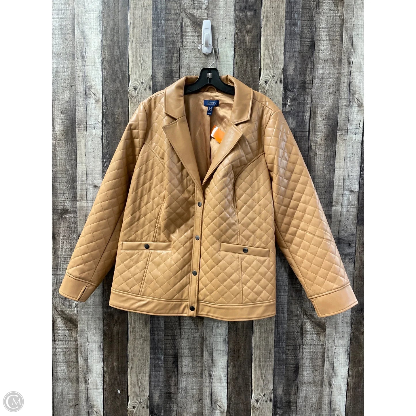 Jacket Puffer & Quilted By D&co. In Tan, Size: 1x