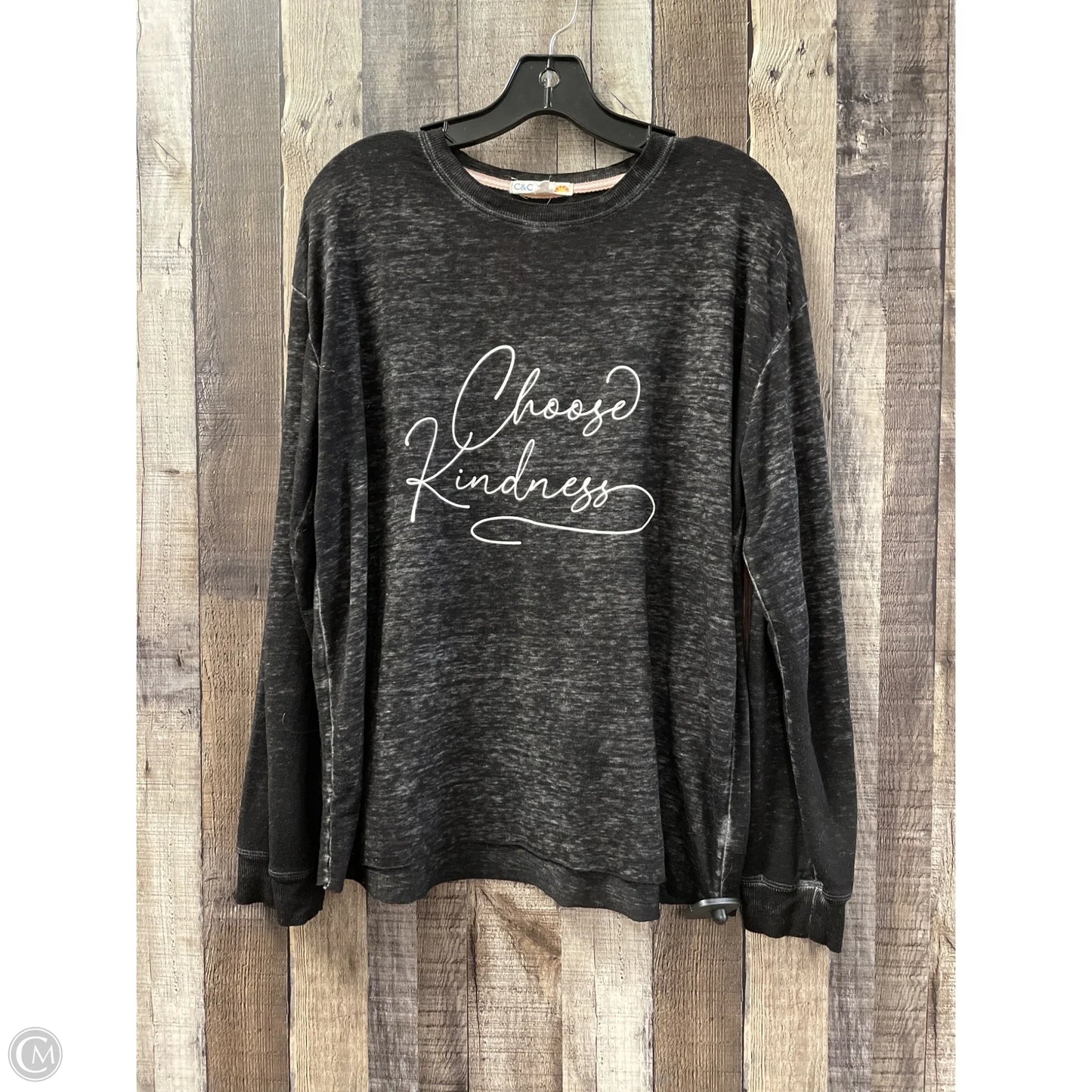 Top Long Sleeve By C And C In Grey, Size: M