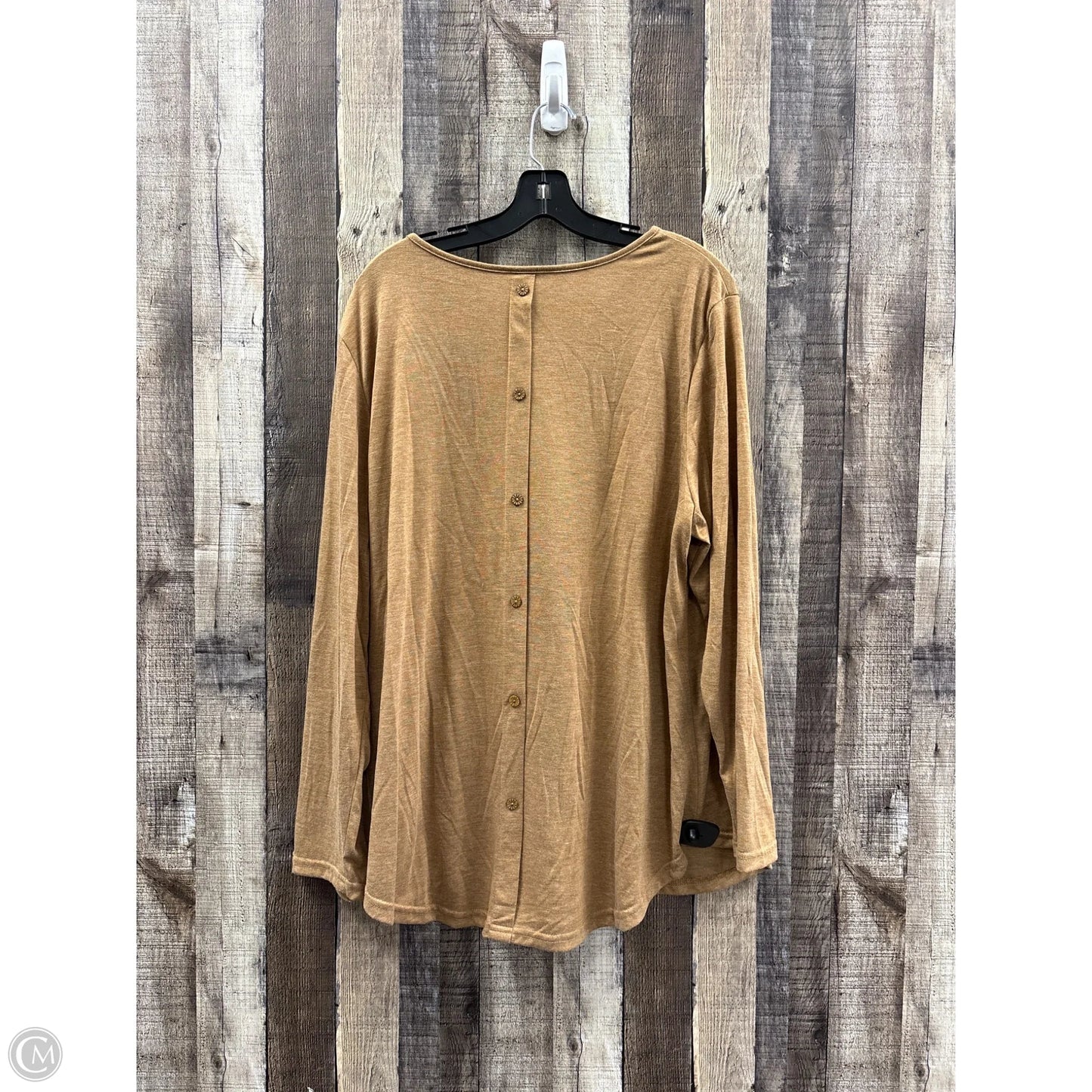 Top Long Sleeve By Emery Rose In Brown, Size: 3x