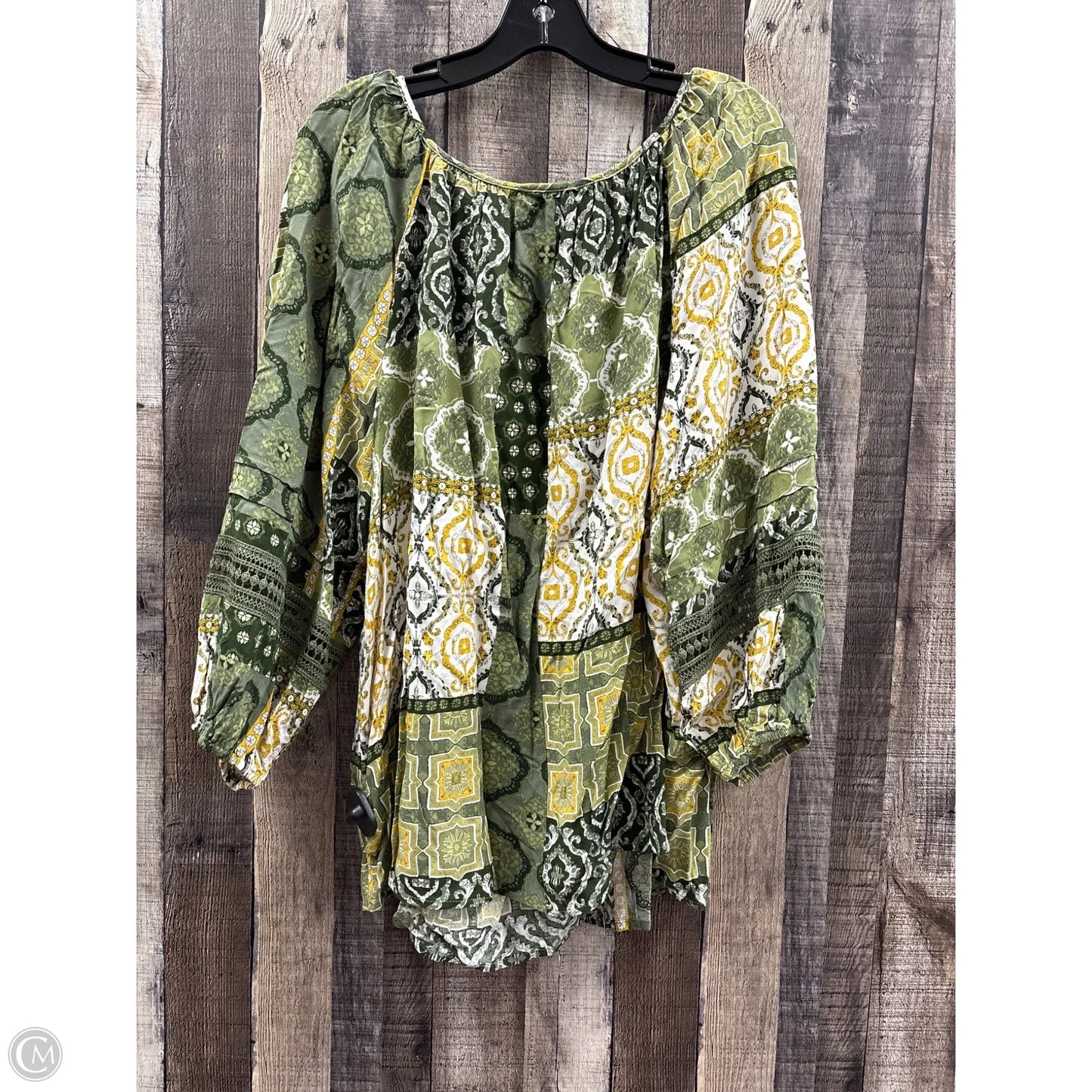 Top 3/4 Sleeve By Cato In Green, Size: 1x