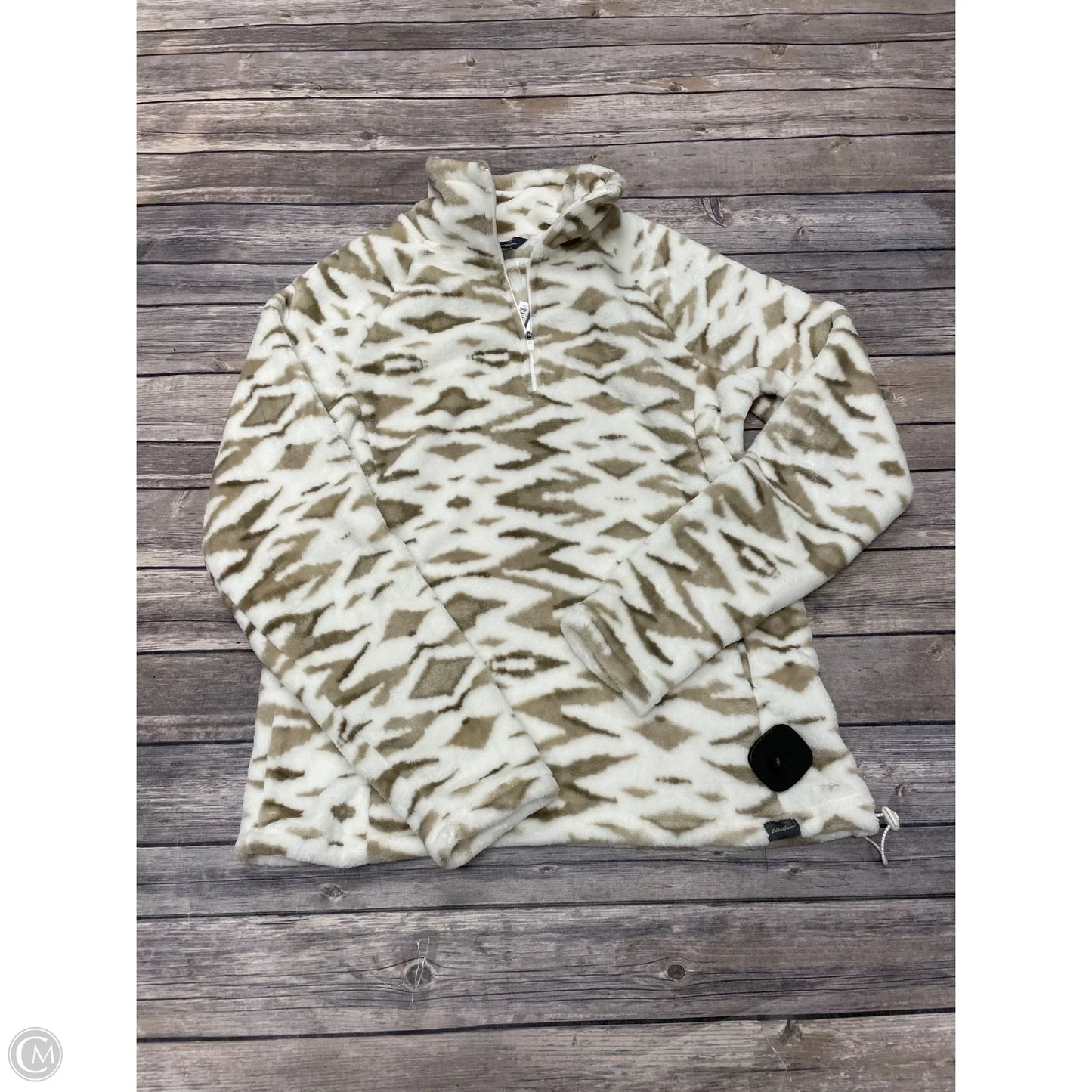 Jacket Fleece By Eddie Bauer In Brown & White, Size: S