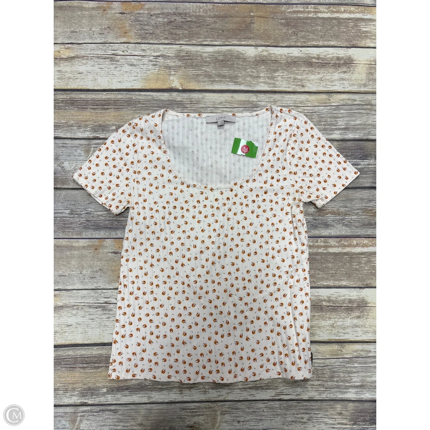 Top Short Sleeve By Loft In Beige, Size: L