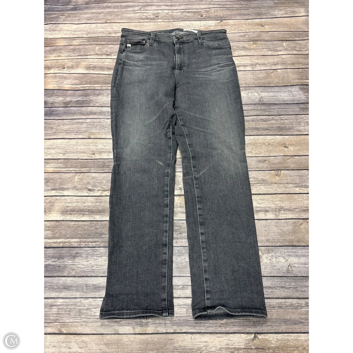 Jeans Straight By Ag Jeans In Black Denim, Size: 14