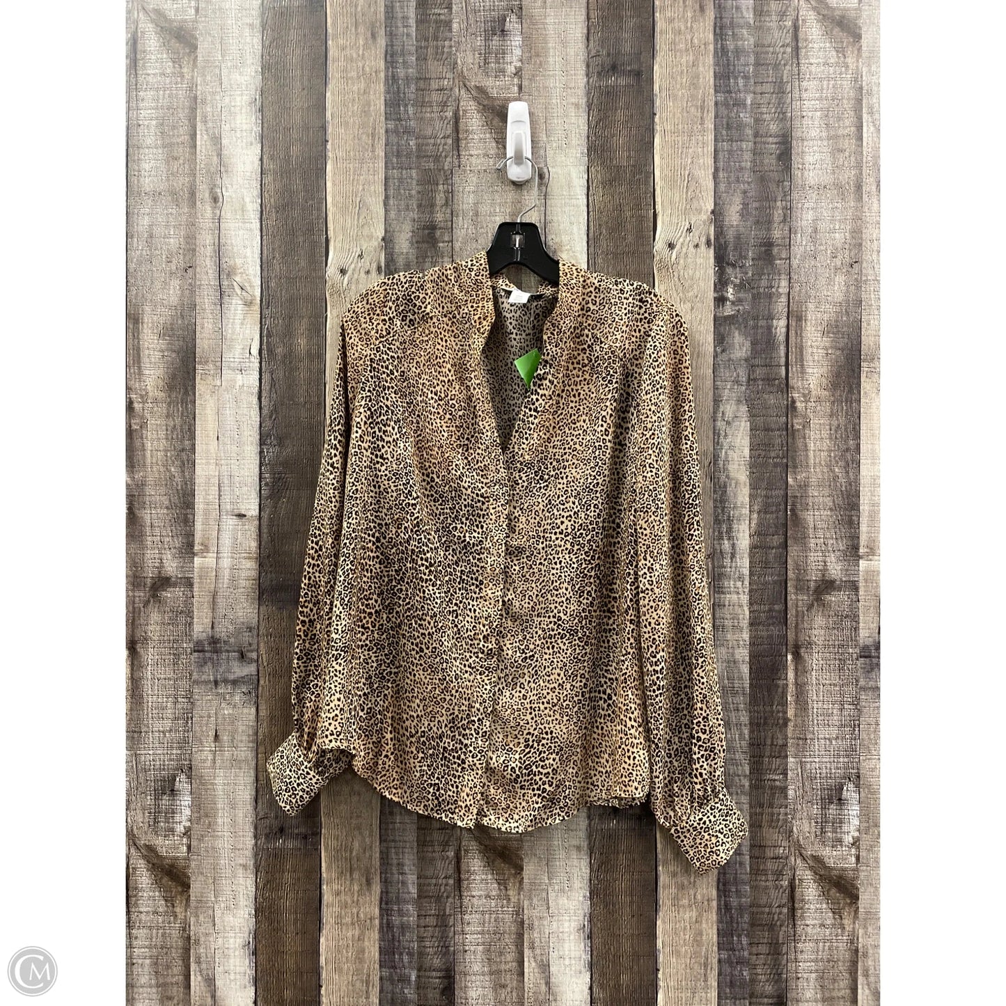 Top Long Sleeve By White House Black Market In Animal Print, Size: L