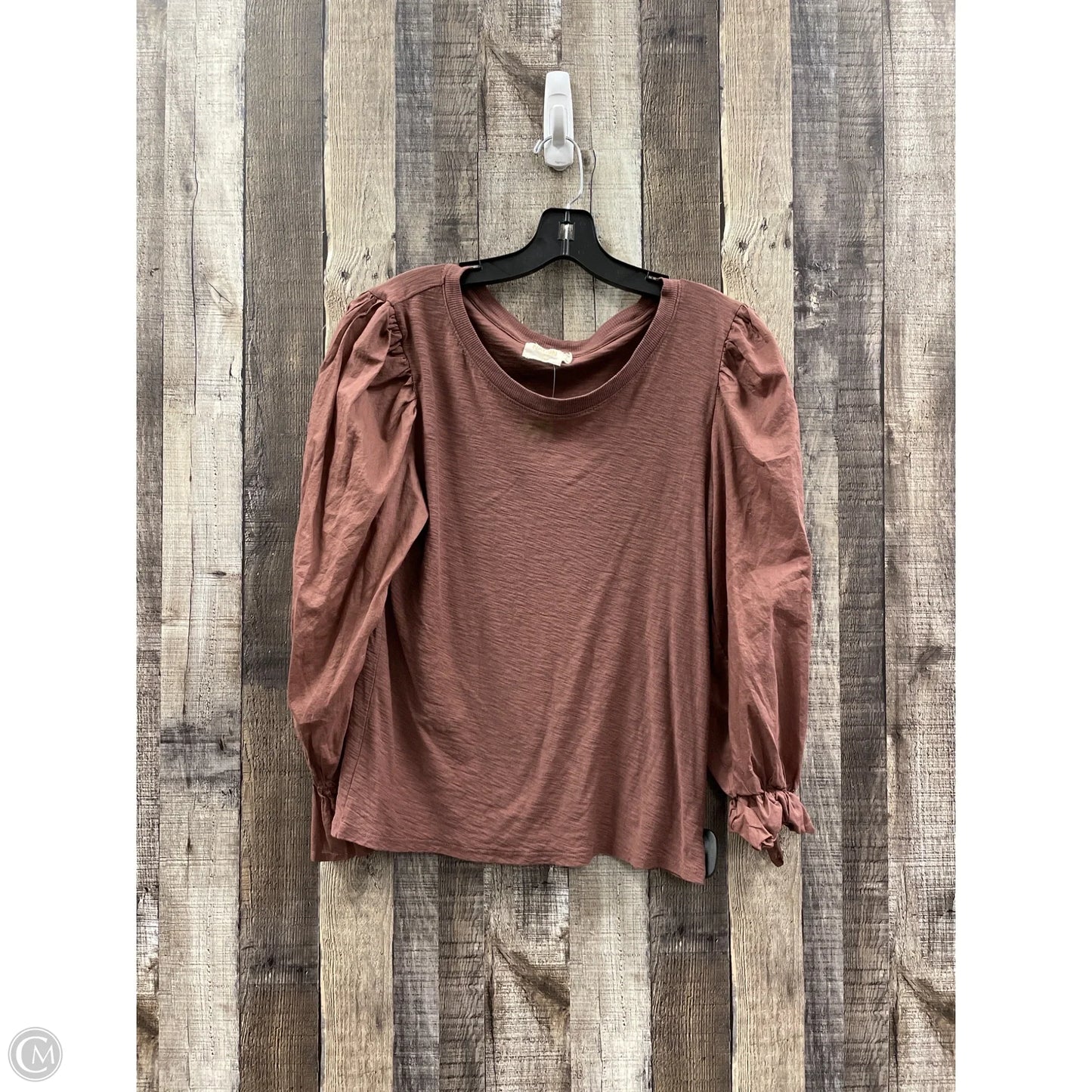 Top Long Sleeve By Nation In Brown, Size: L