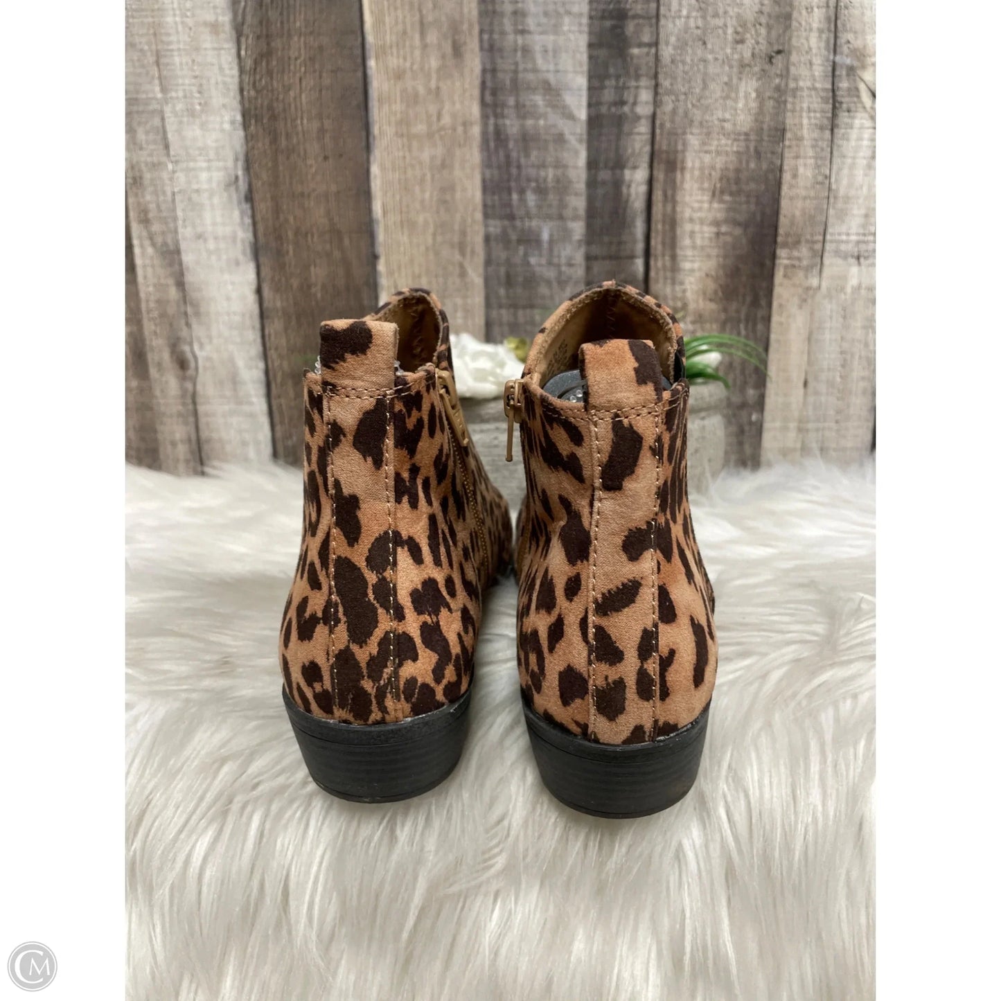 Boots Ankle Heels By So In Animal Print, Size: 8.5