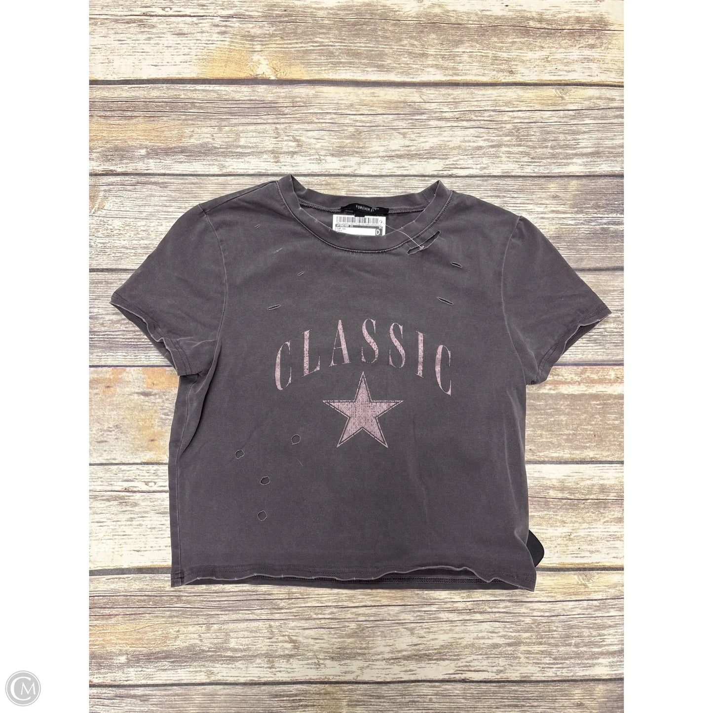 Top Short Sleeve By Forever 21 In Grey, Size: M