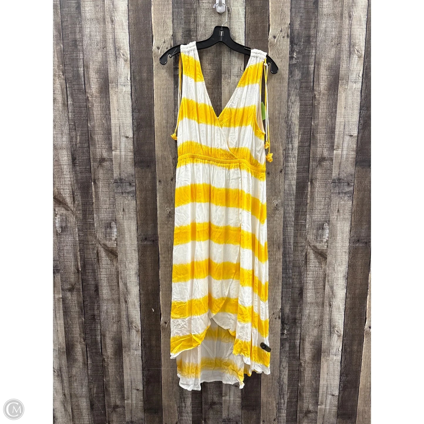 Dress Casual Maxi By Tommy Bahama In White & Yellow, Size: L