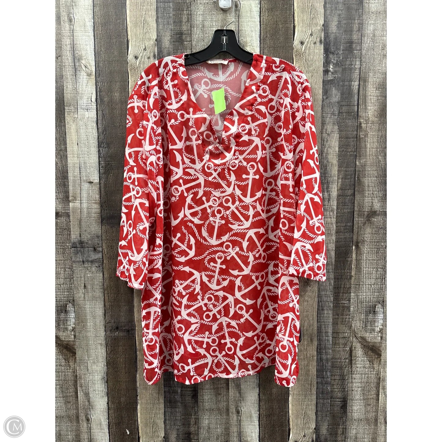 Swimwear Cover-up By Indigo Soul In Red & White, Size: 2x
