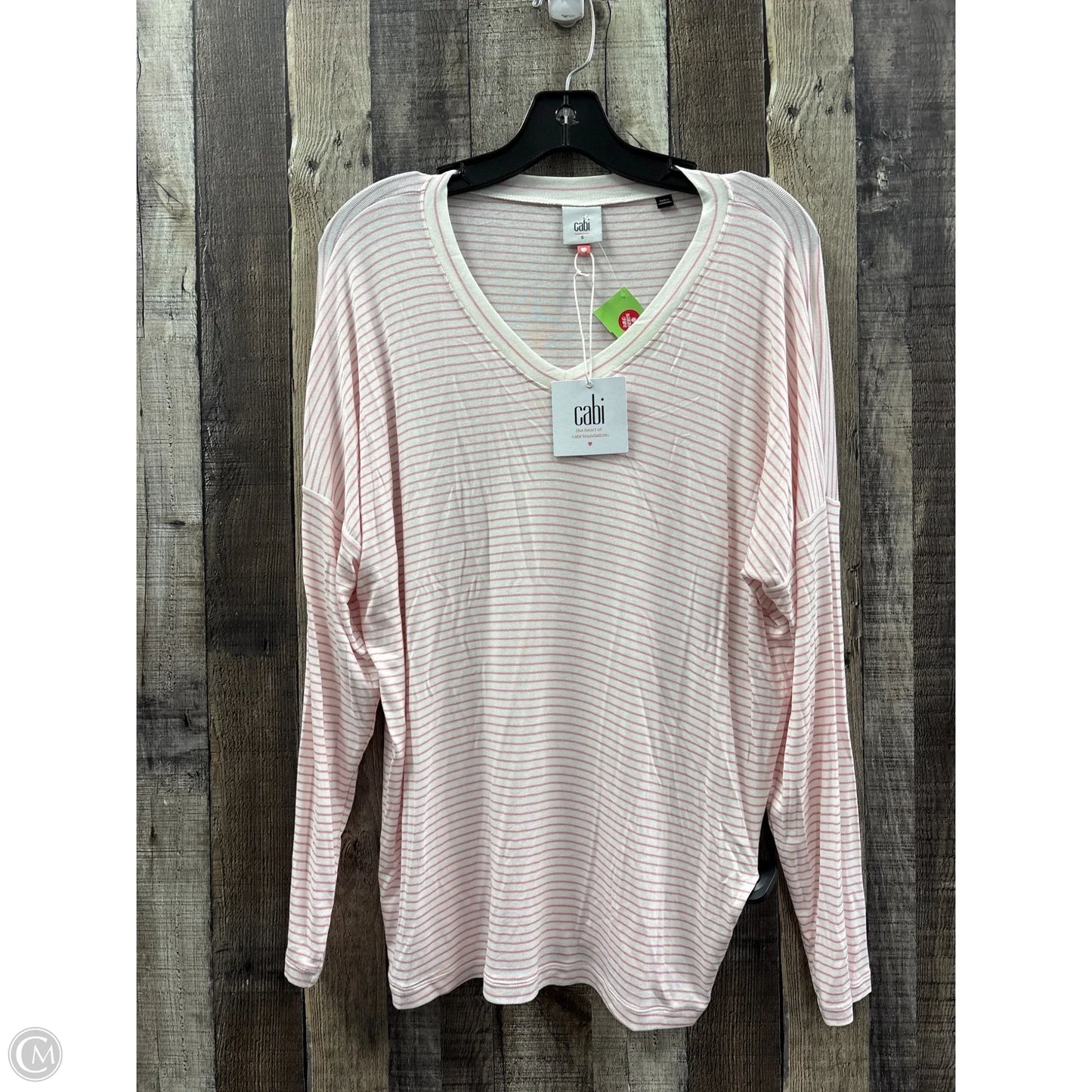 Top Long Sleeve By Cabi In Pink & White, Size: S