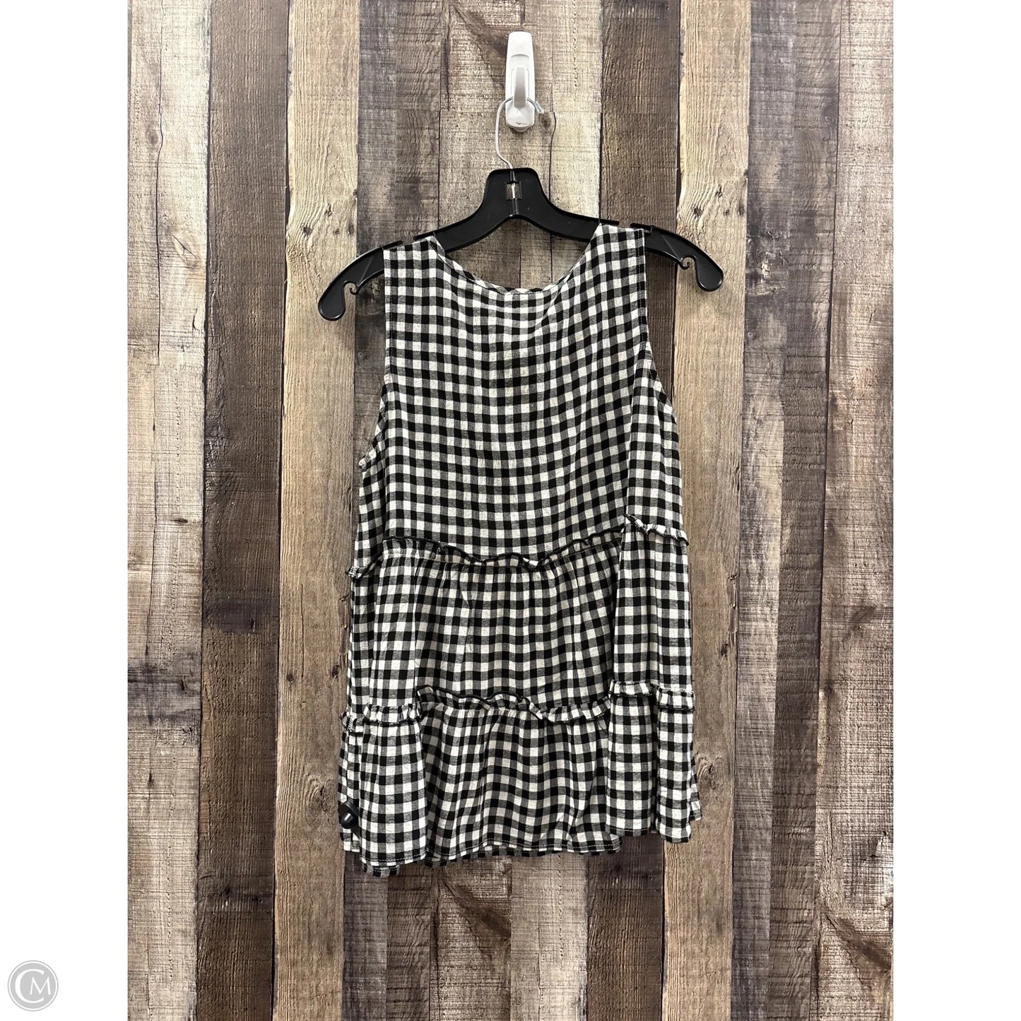 Top Sleeveless By Hem & Thread In Black & White, Size: S