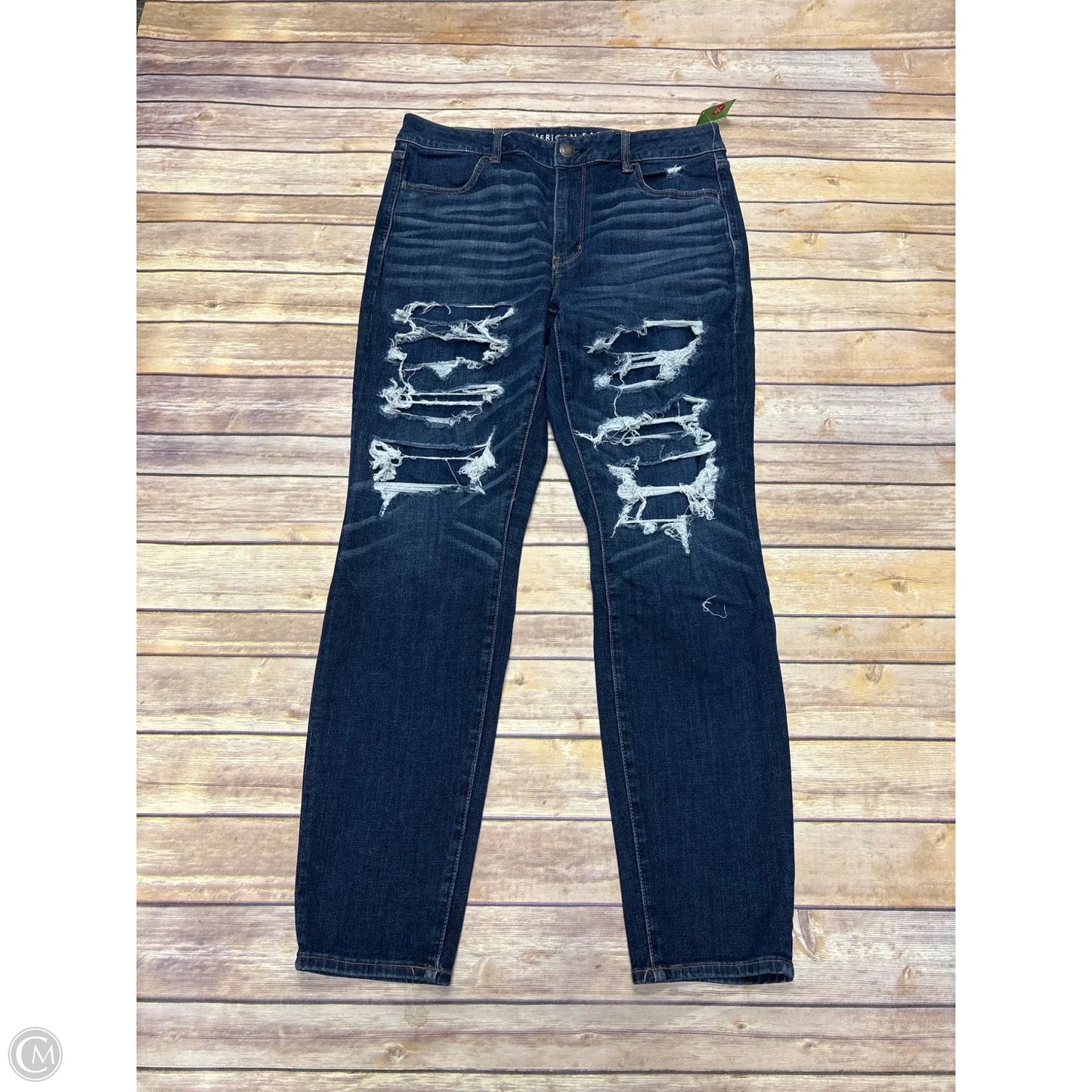 Jeans Straight By American Eagle In Blue Denim, Size: 14