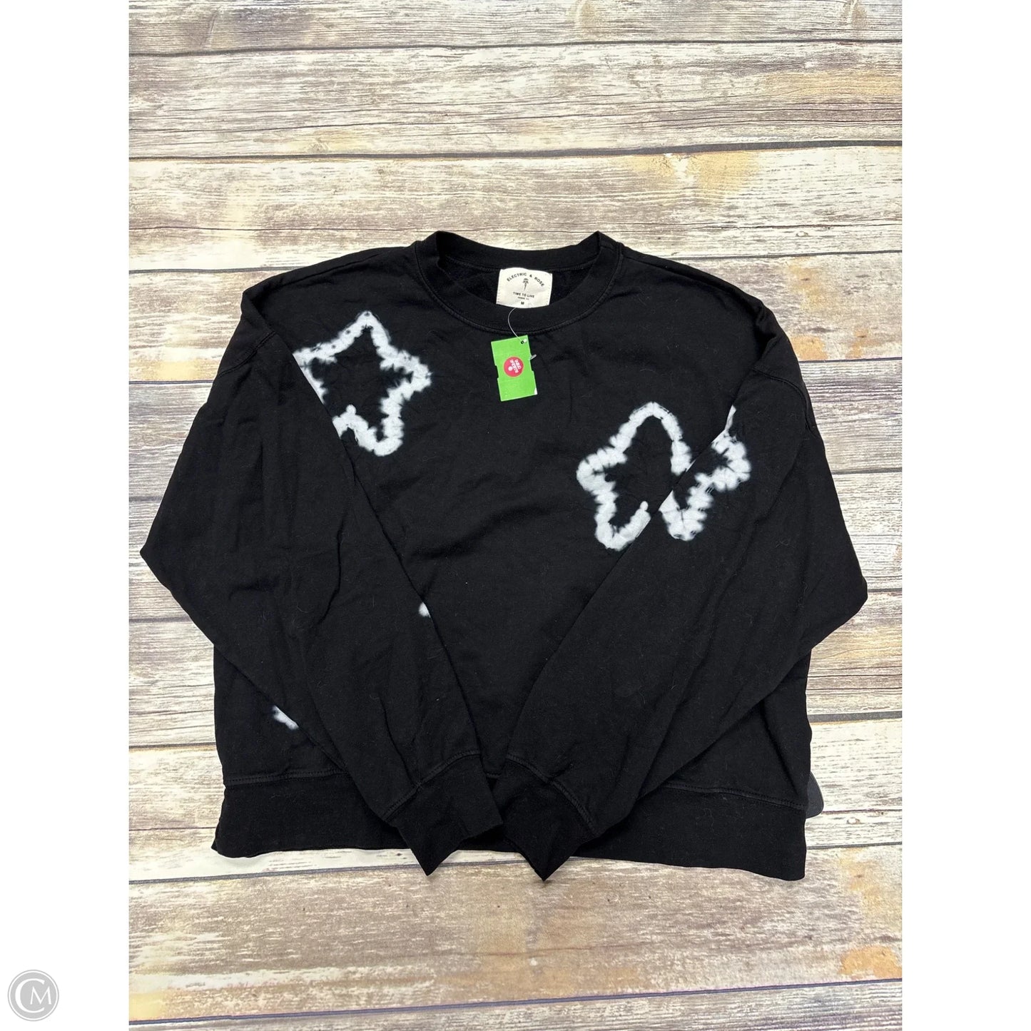 Top Long Sleeve By Electric & Rose In Black & White, Size: M