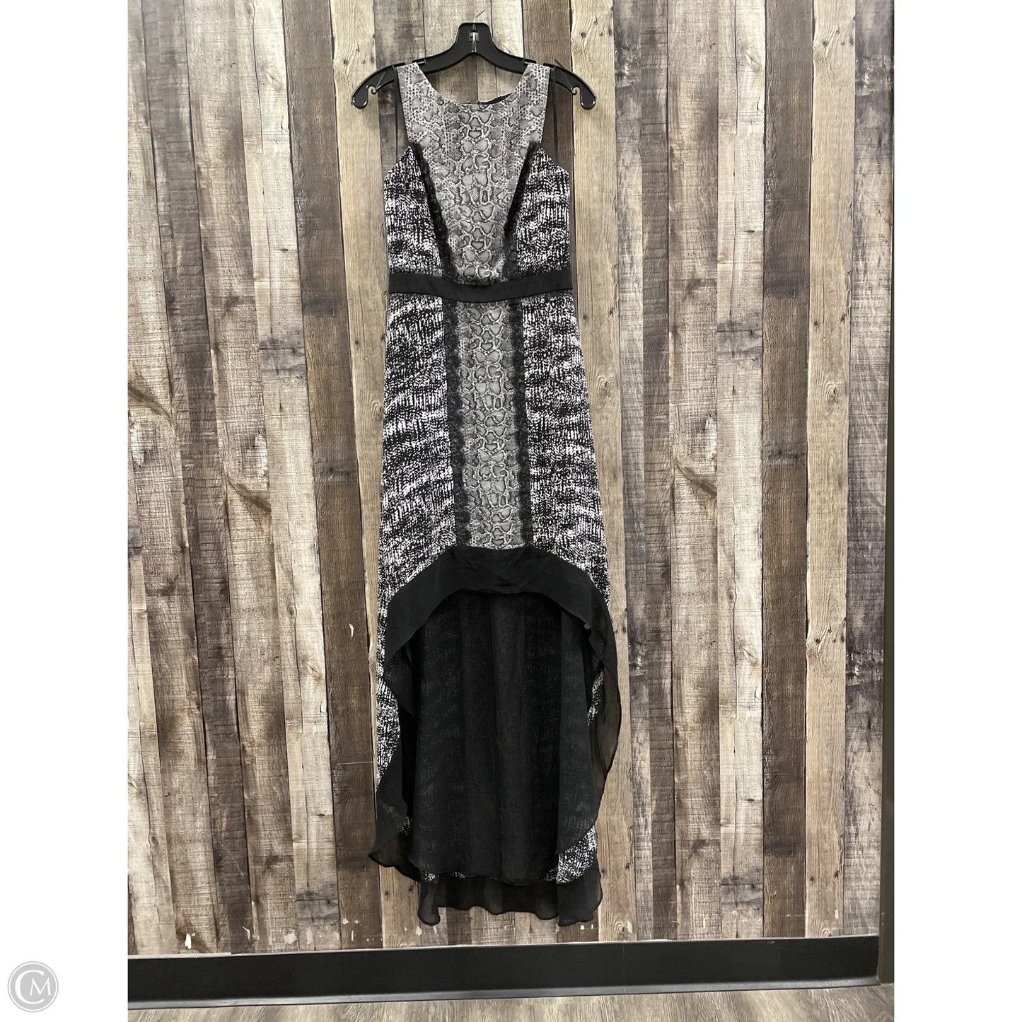 Dress Party Long By Bcbgmaxazria In Black & Grey, Size: M