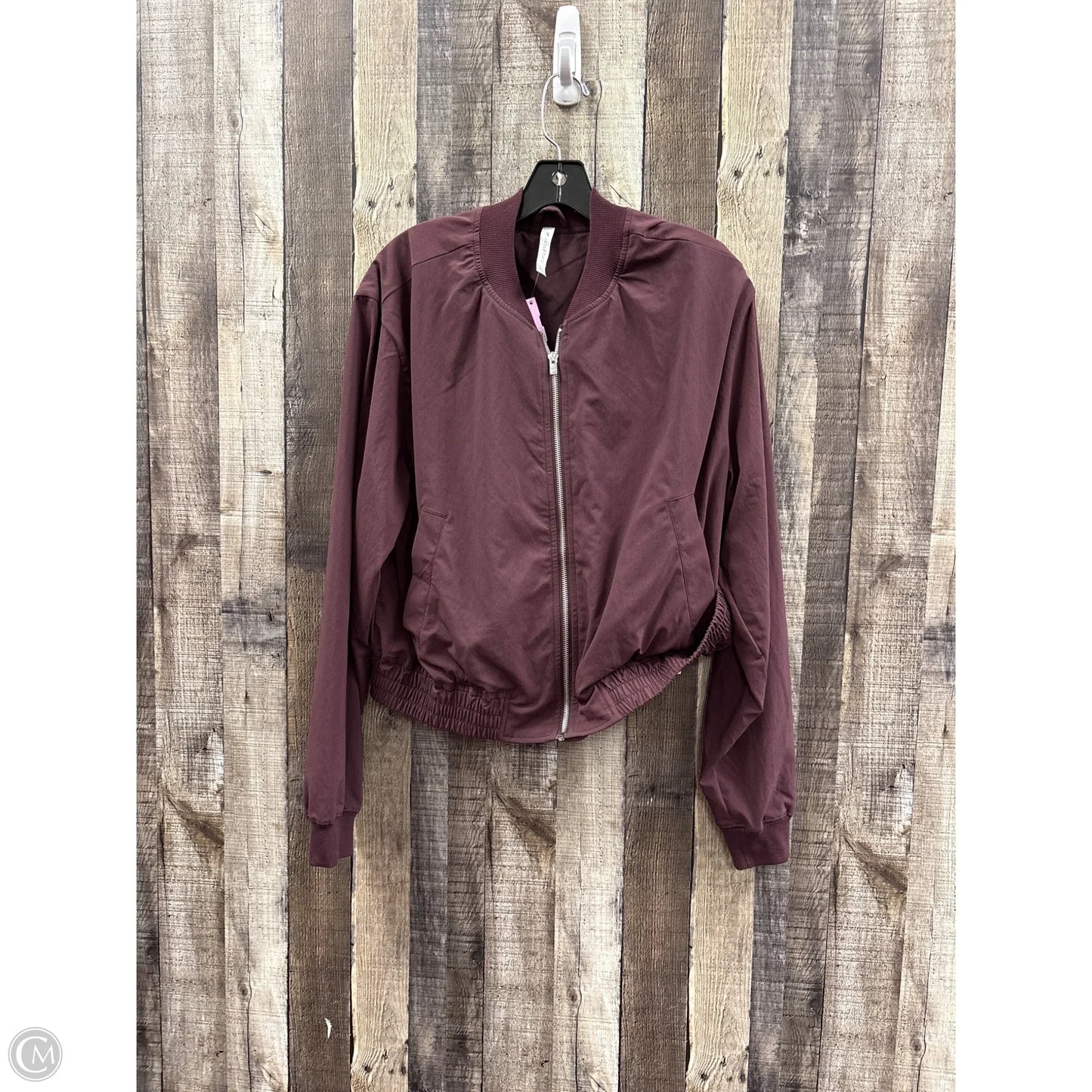 Athletic Jacket By Fabletics In Maroon, Size: L