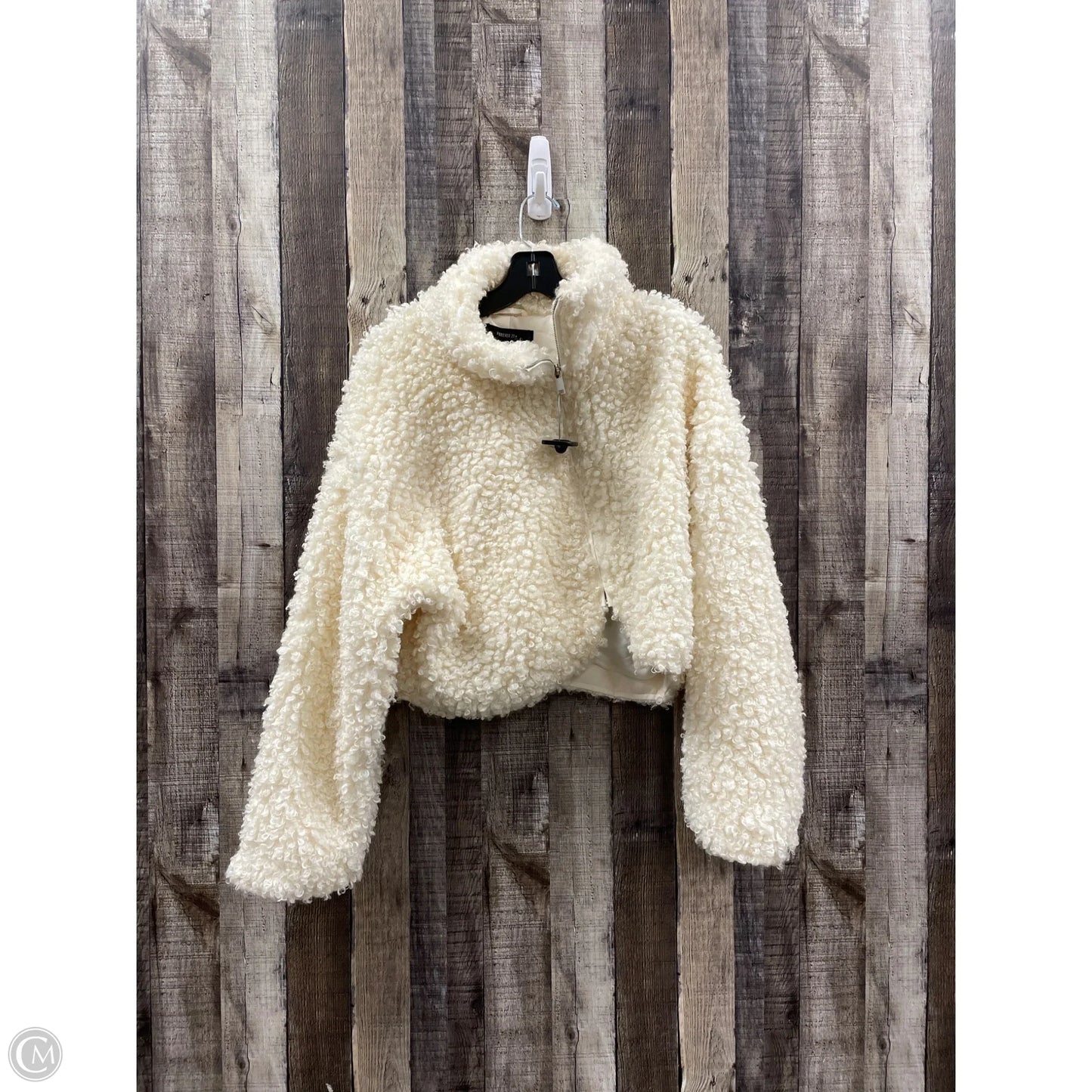 Jacket Faux Fur & Sherpa By Forever 21 In Ivory, Size: Xl