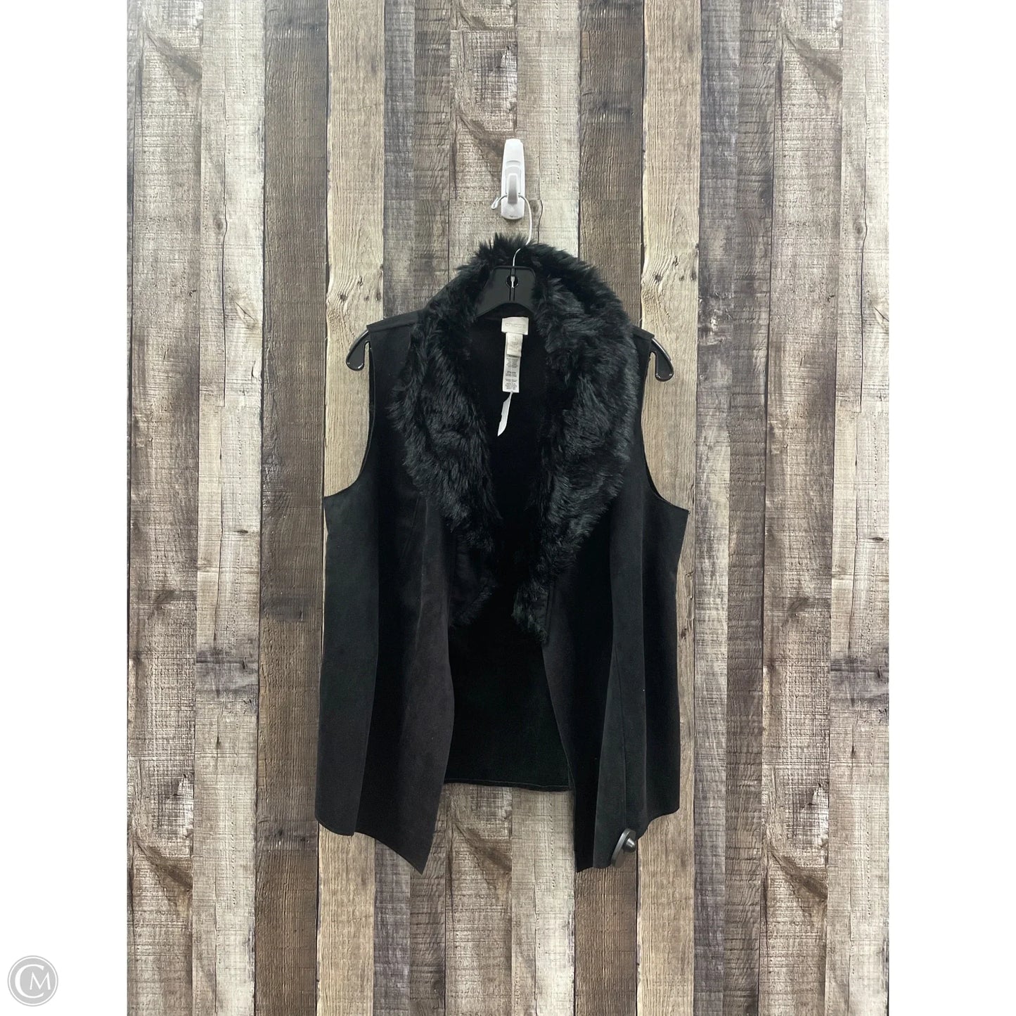Vest Faux Fur & Sherpa By Chicos In Black, Size: M