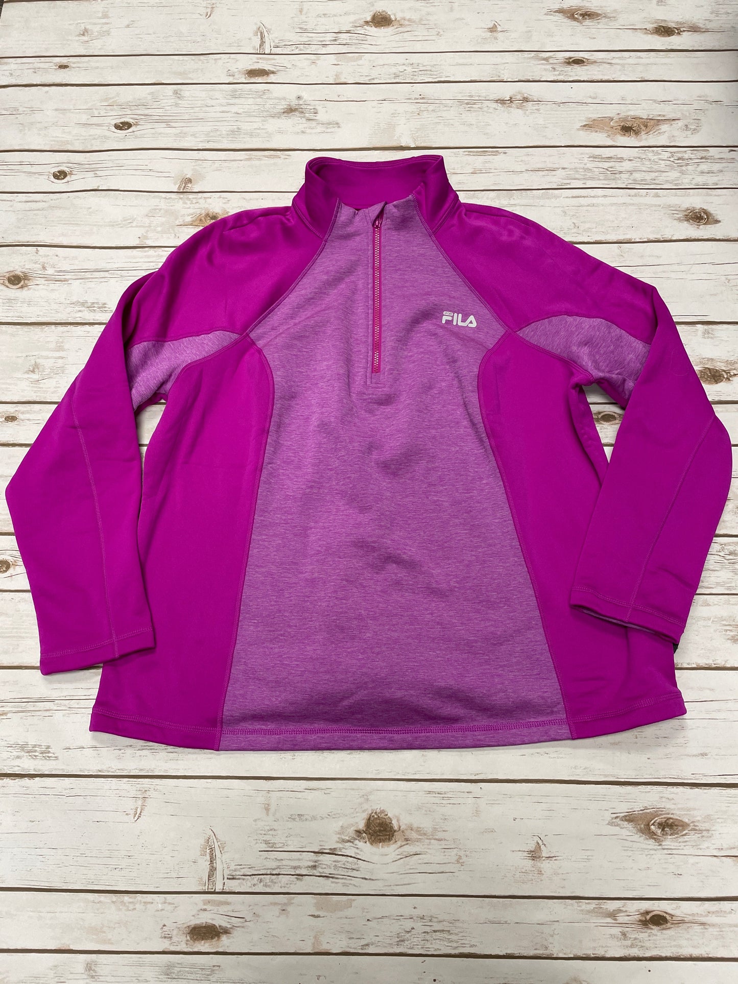 Athletic Top Long Sleeve Collar By Fila In Purple, Size: 2x