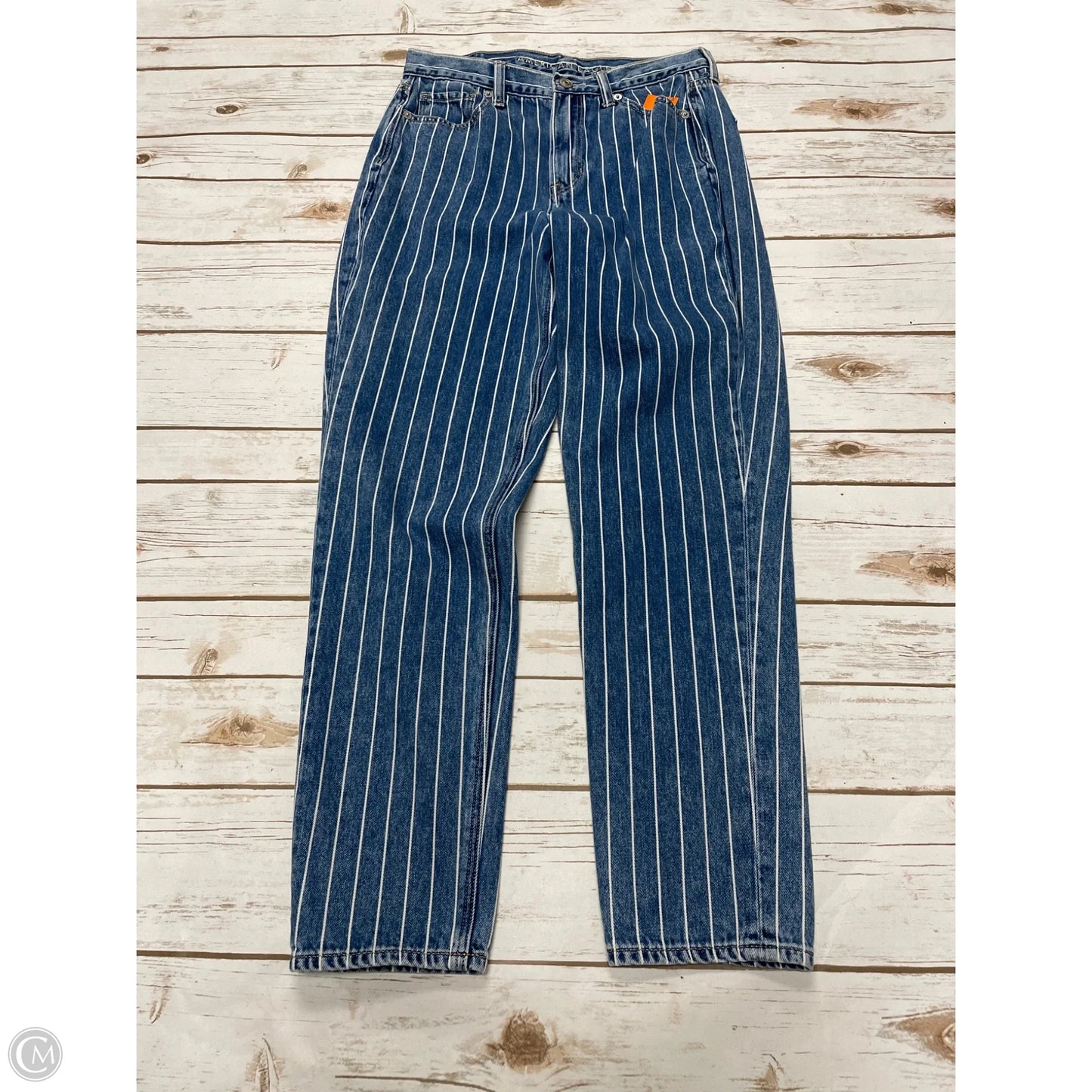 Jeans Straight By American Eagle In Blue Denim, Size: 4