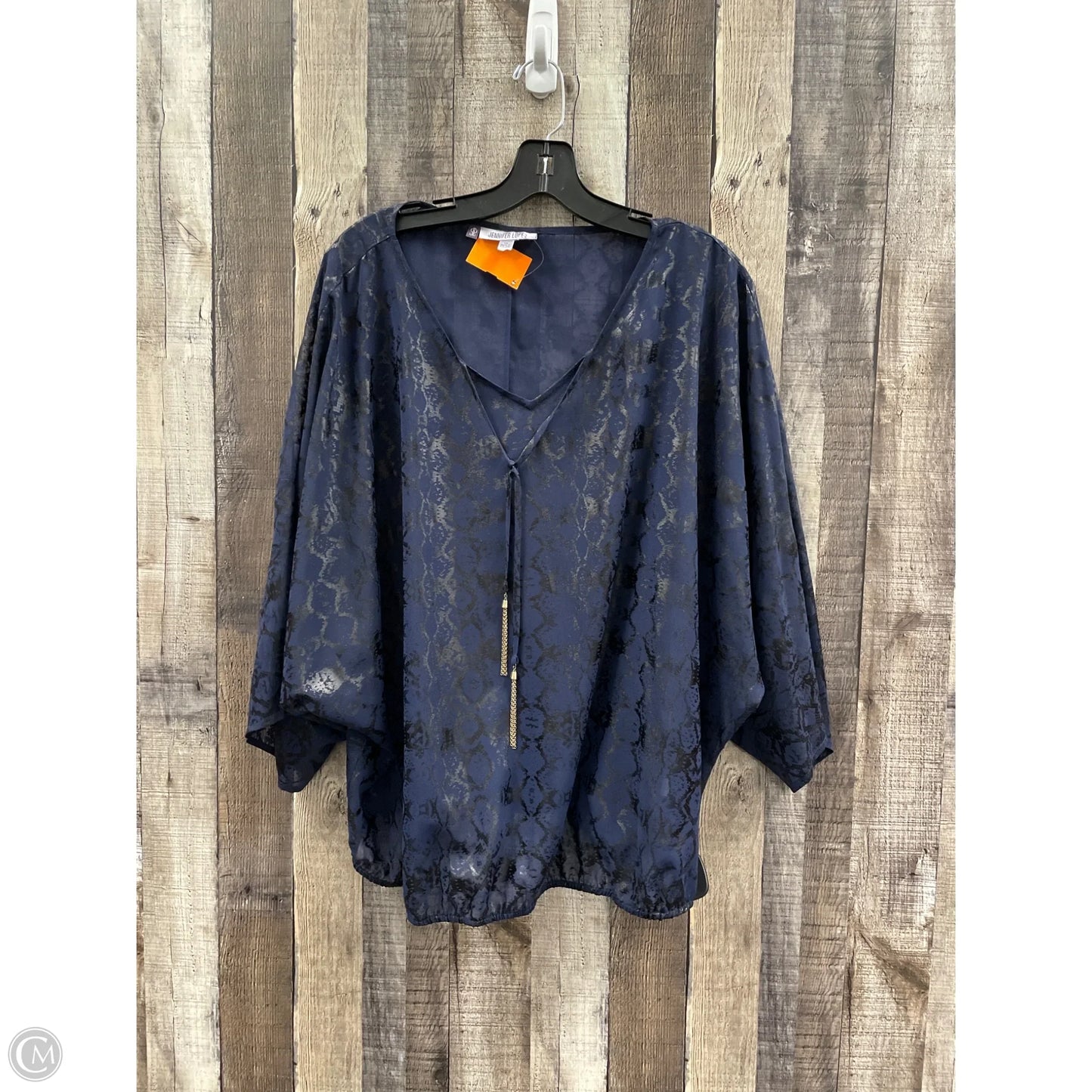 Top Short Sleeve By Jennifer Lopez In Navy, Size: 1x