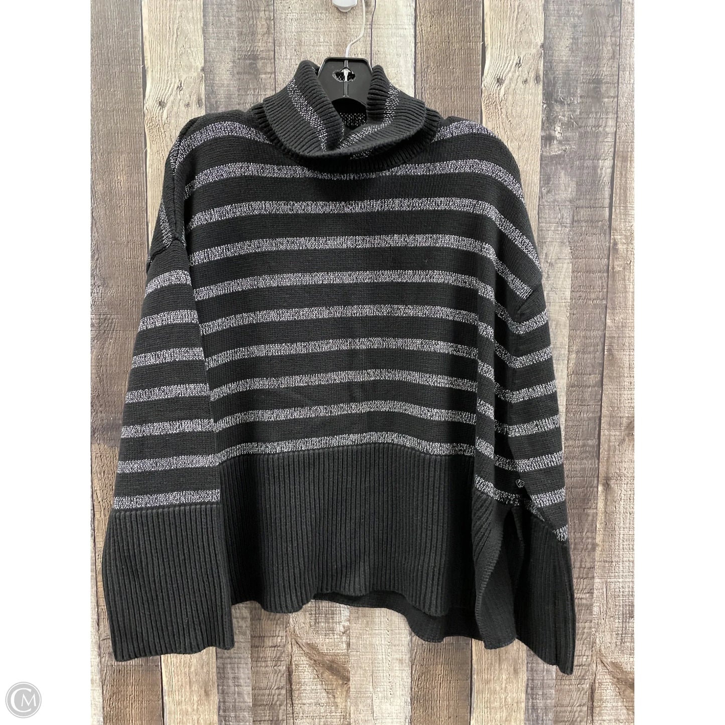 Sweater By Gap In Black & Silver, Size: L
