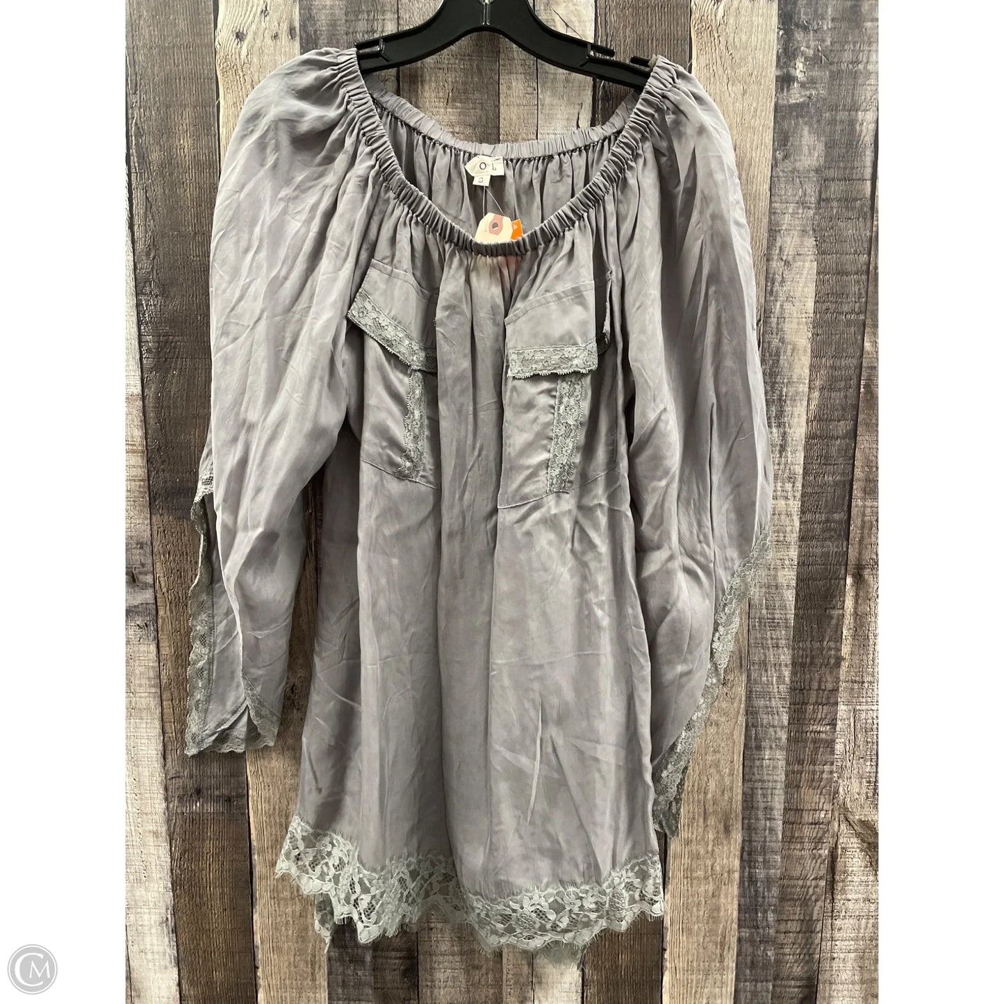 Tunic Long Sleeve By Pol In Grey, Size: S