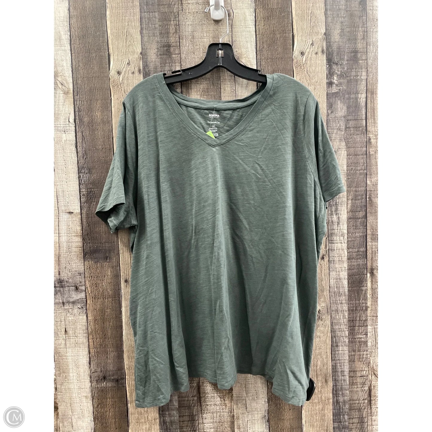 Top Short Sleeve Basic By Sonoma In Green, Size: 1x