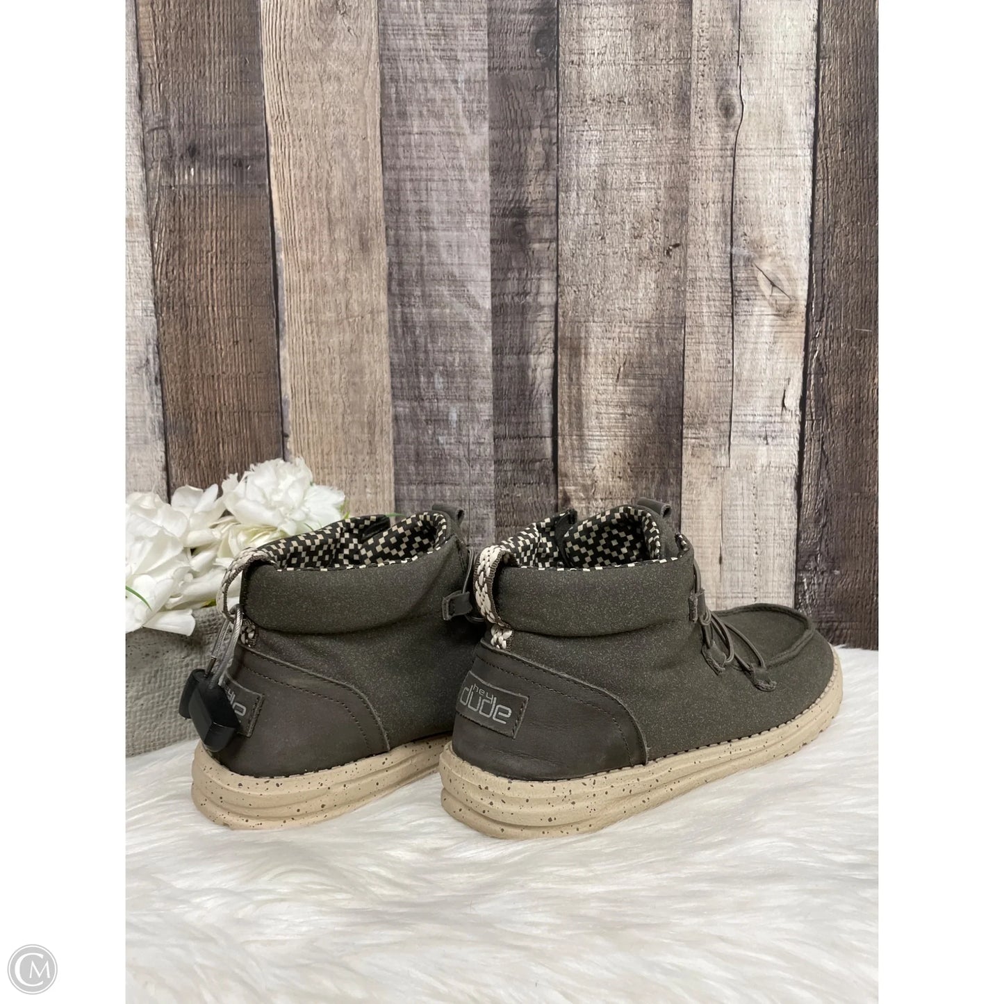 Boots Ankle Flats By Hey Dude In Grey, Size: 8
