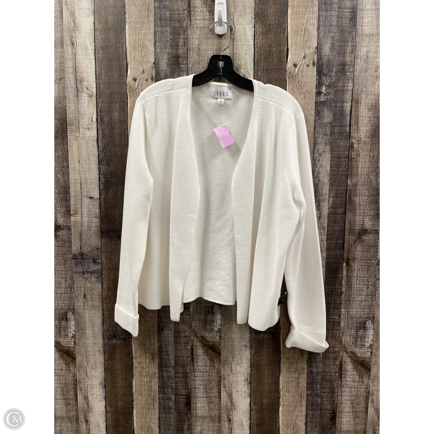 Sweater Cardigan By Elle In White, Size: Xxl