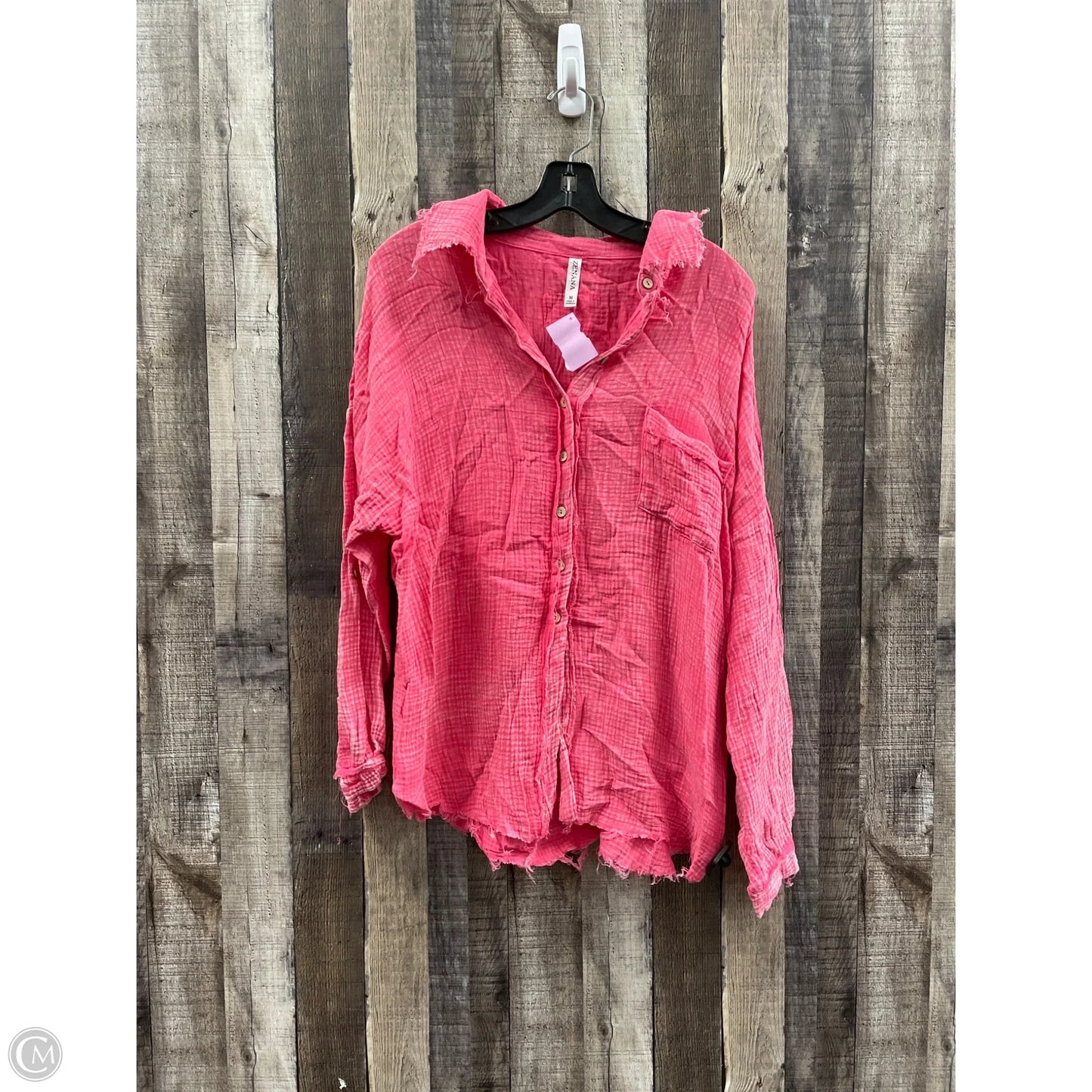 Top Long Sleeve By Zenana Outfitters In Pink, Size: M