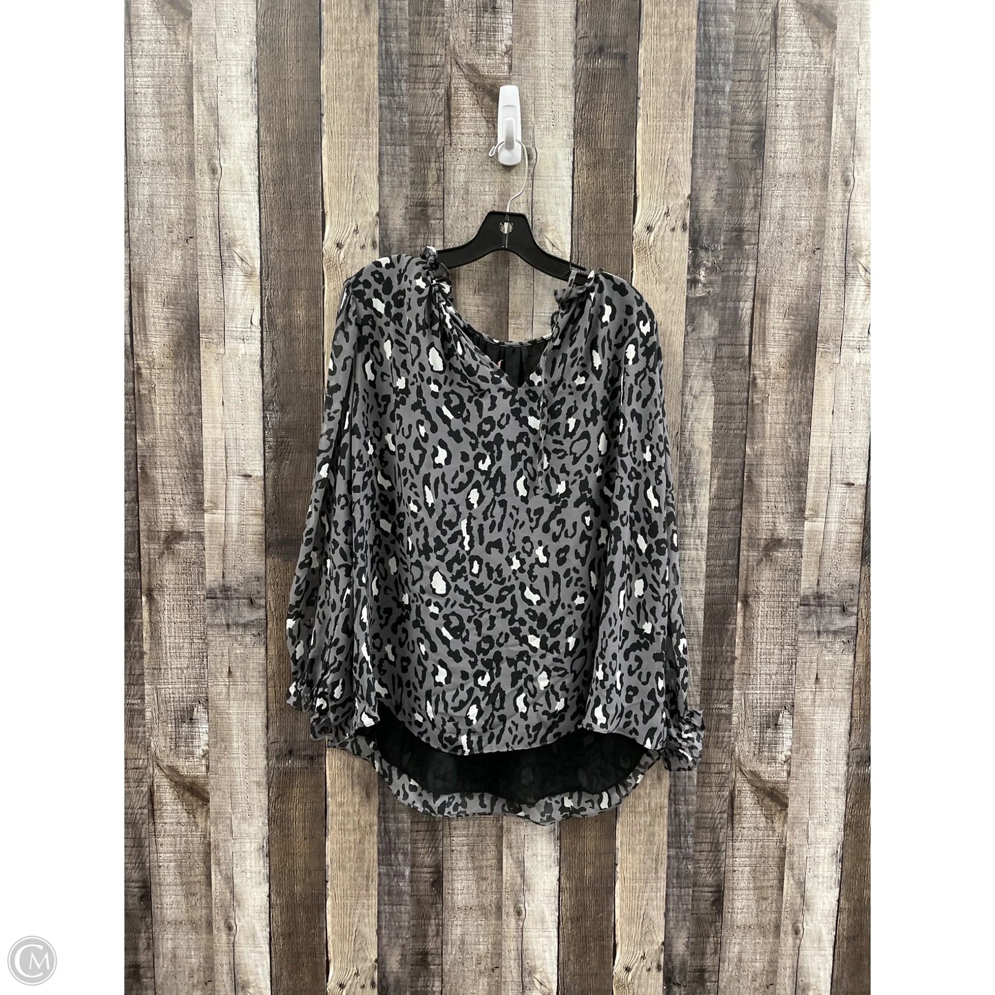 Top Long Sleeve By Philosophy In Black & Grey, Size: 2x