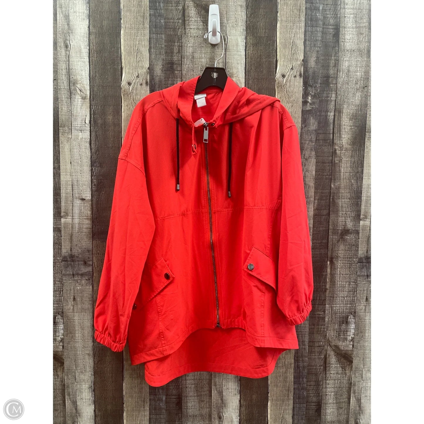 Athletic Jacket By Chicos In Orange, Size: L
