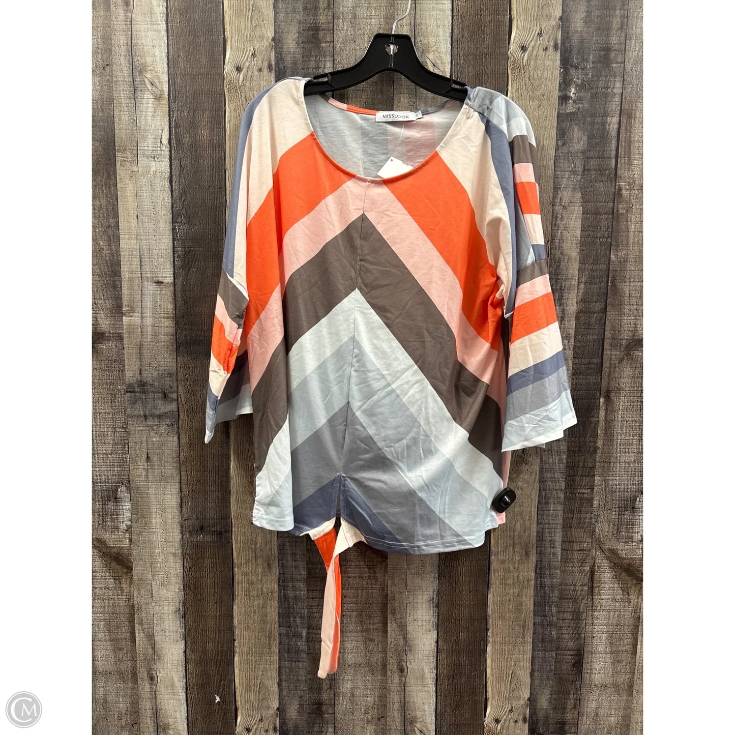 Top Short Sleeve By Misslook In Striped Pattern, Size: S