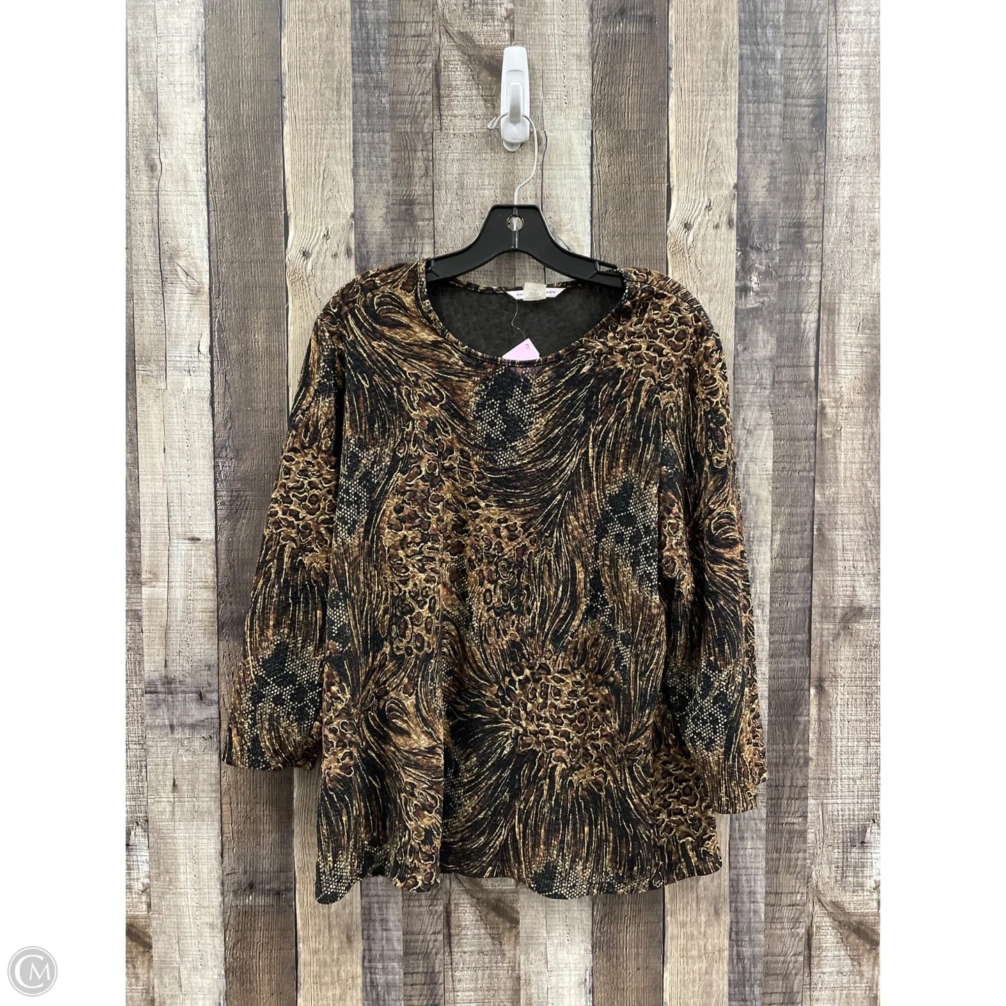 Top Long Sleeve By Allison Daley In Animal Print, Size: L