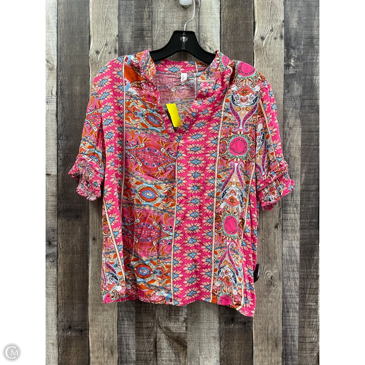 Top Short Sleeve By Cmf In Pink, Size: L