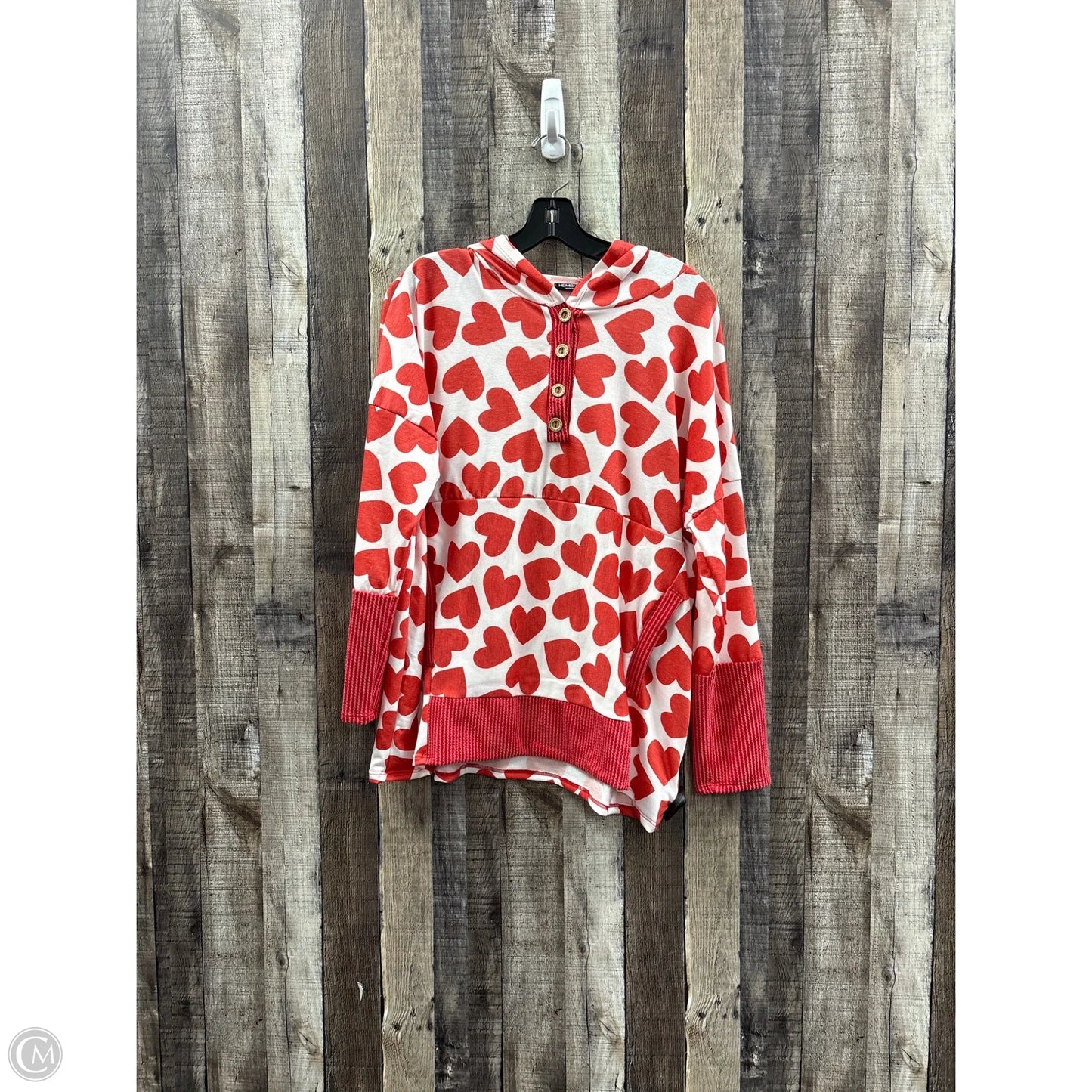 Top Long Sleeve By Heimish Usa In Red & White, Size: S