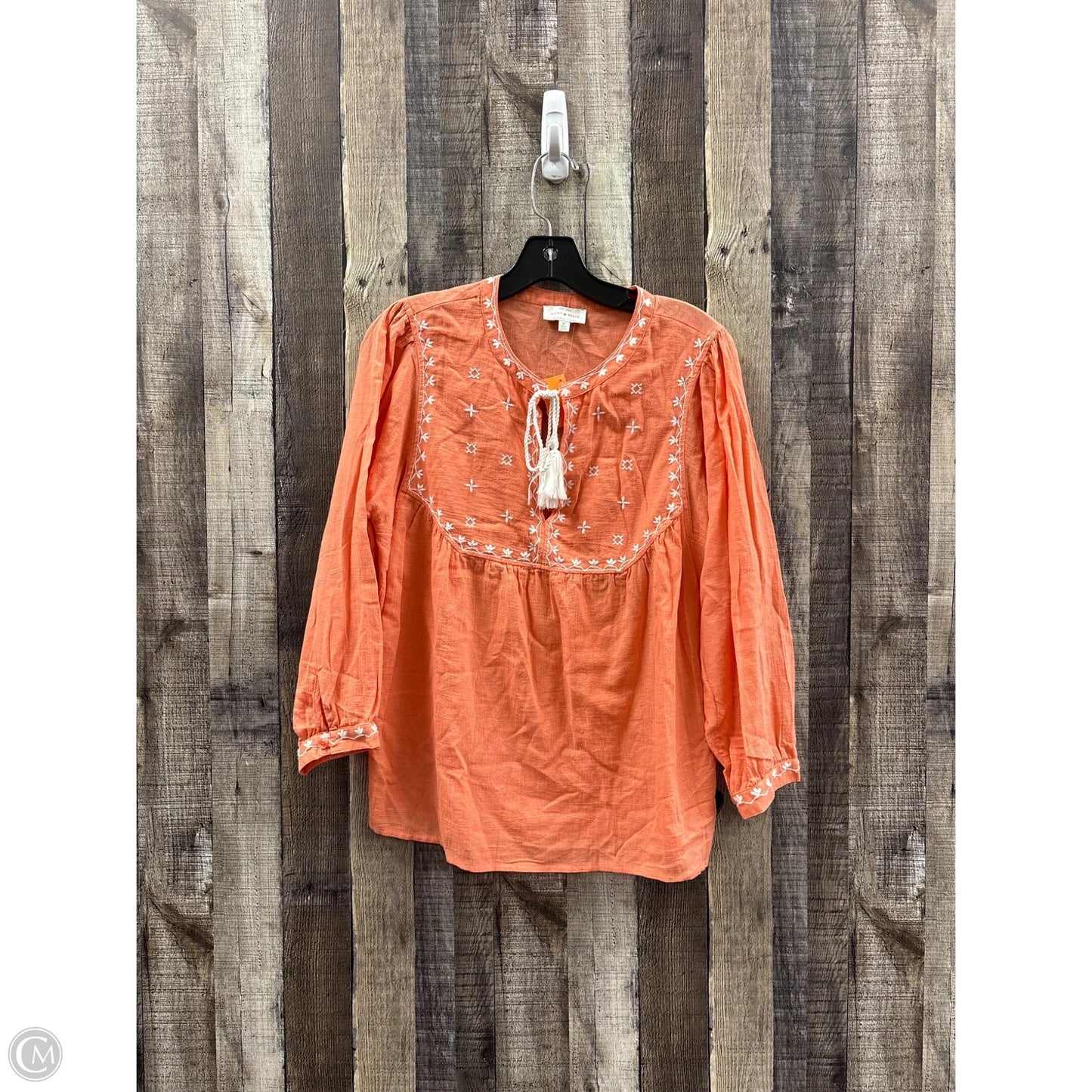 Top Long Sleeve By Lucky Brand In Orange, Size: M