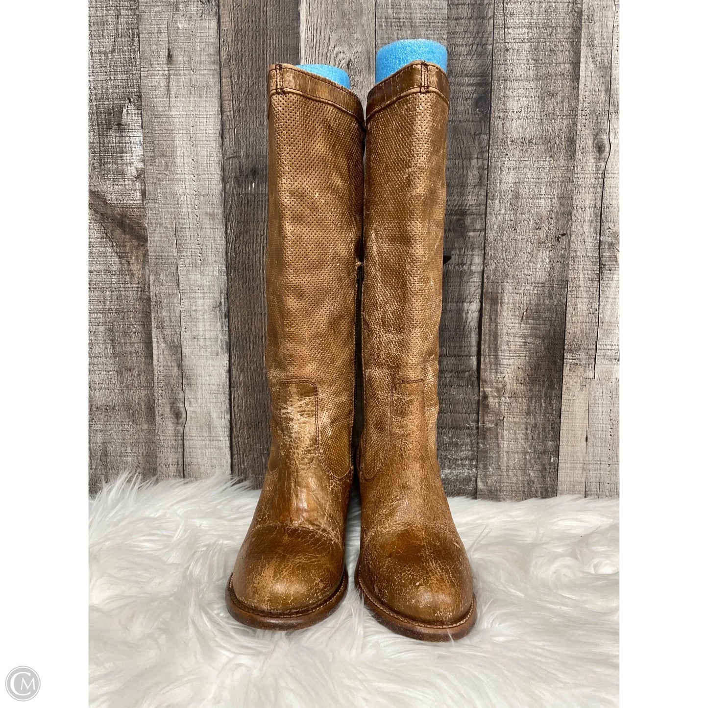 Boots Knee Heels By Bed Stu In Brown, Size: 8.5