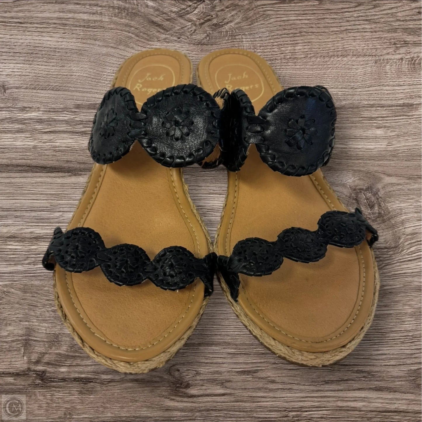 Sandals Heels Wedge By Jack Rogers In Black & Tan, Size: 8.5
