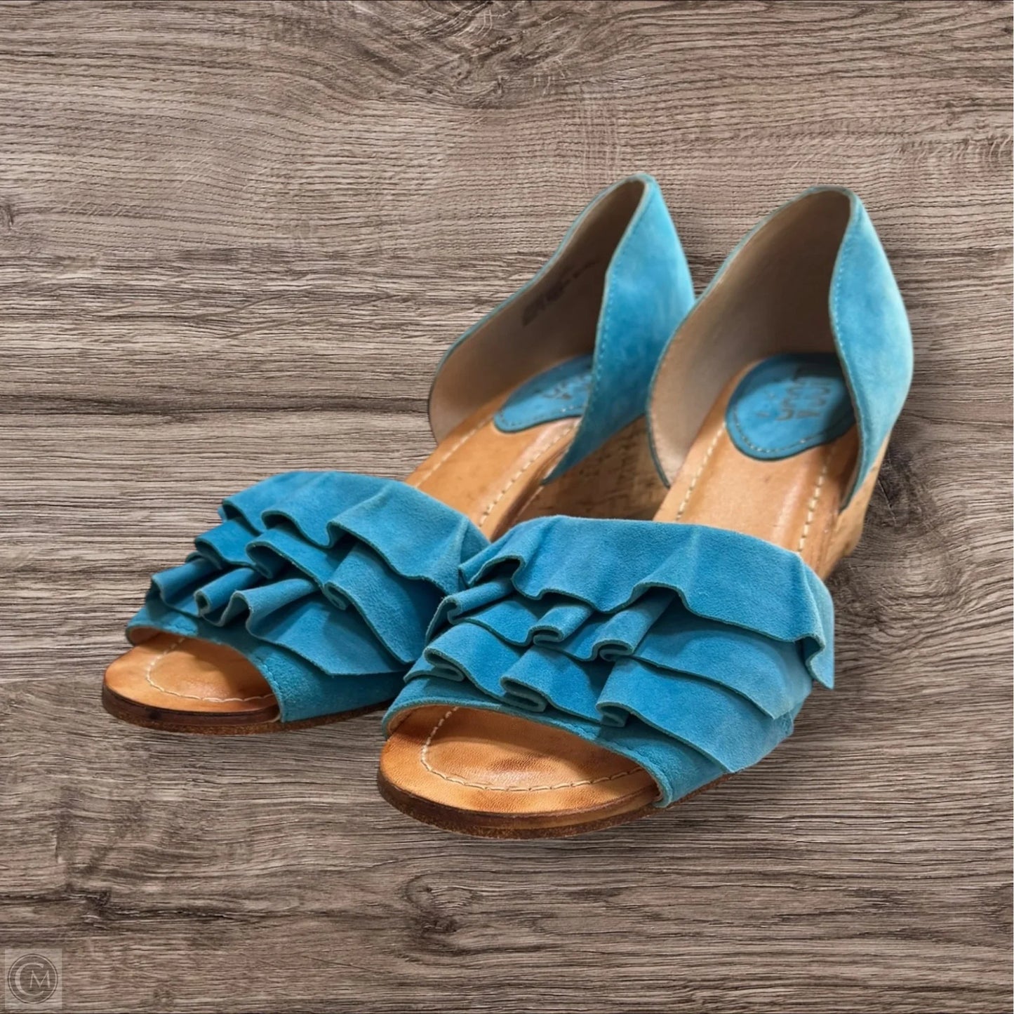 Sandals Heels Wedge By Clothes Mentor In Teal, Size: 9